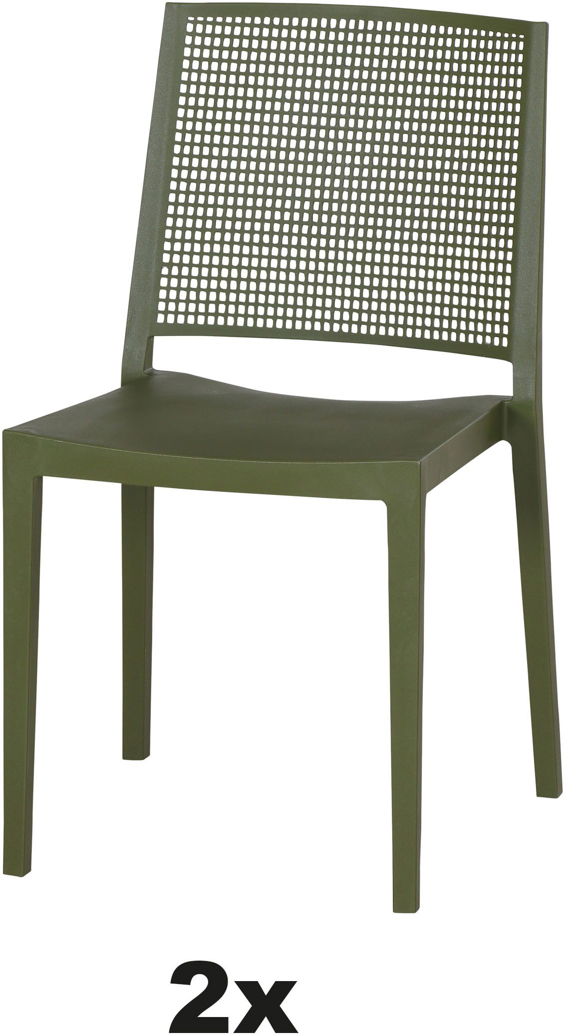 Siena Garden Gartensessel Square 2er Set Stapelstuhl olive (Set, 2-St), Gestell, Polypropylen/Glasfaser