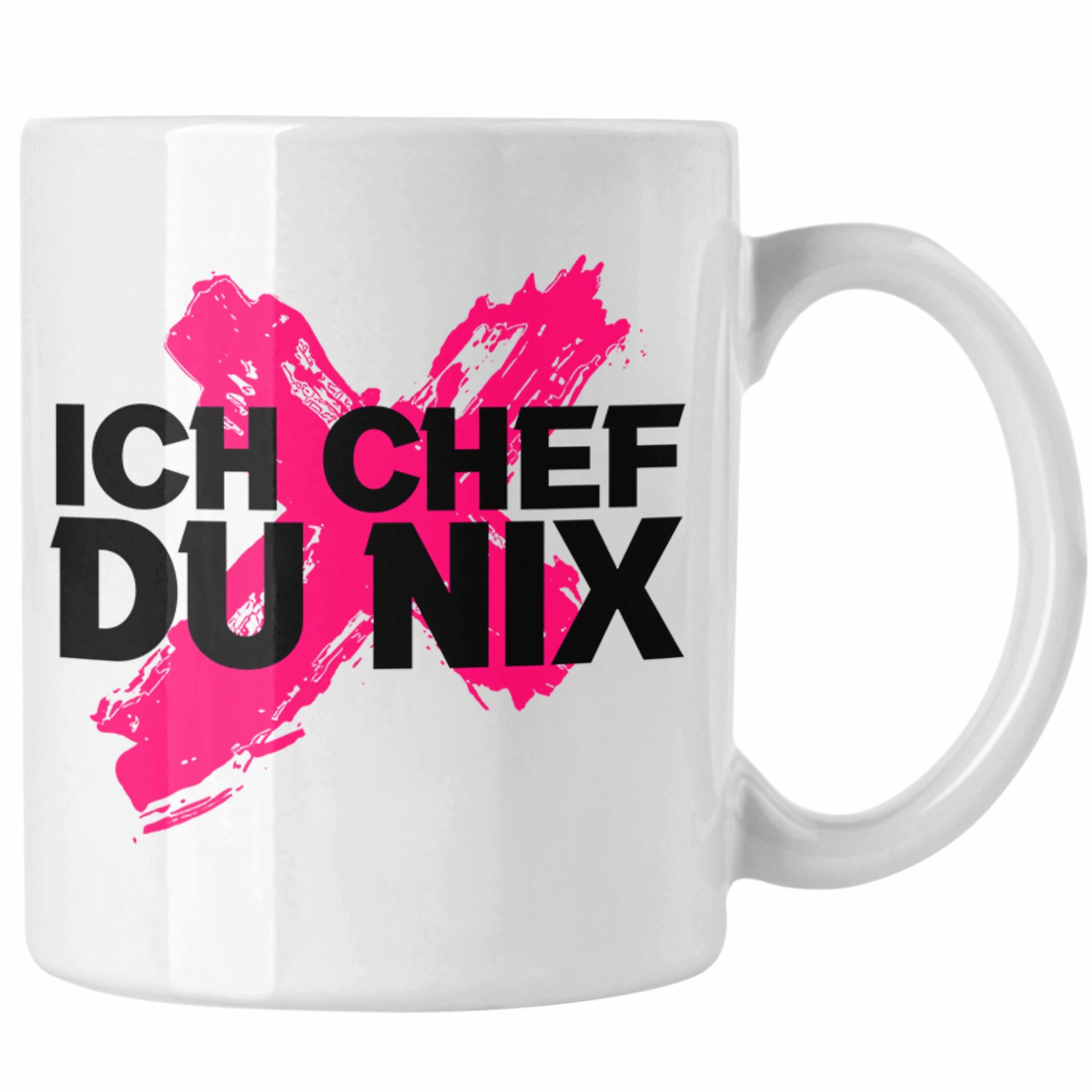 Trendation Tasse Trendation - Ich Chef Du Nix Tasse Geschenk Von Team Bester Chef Geschenkidee Lustiger Spruch Schaf Tasse Weiss