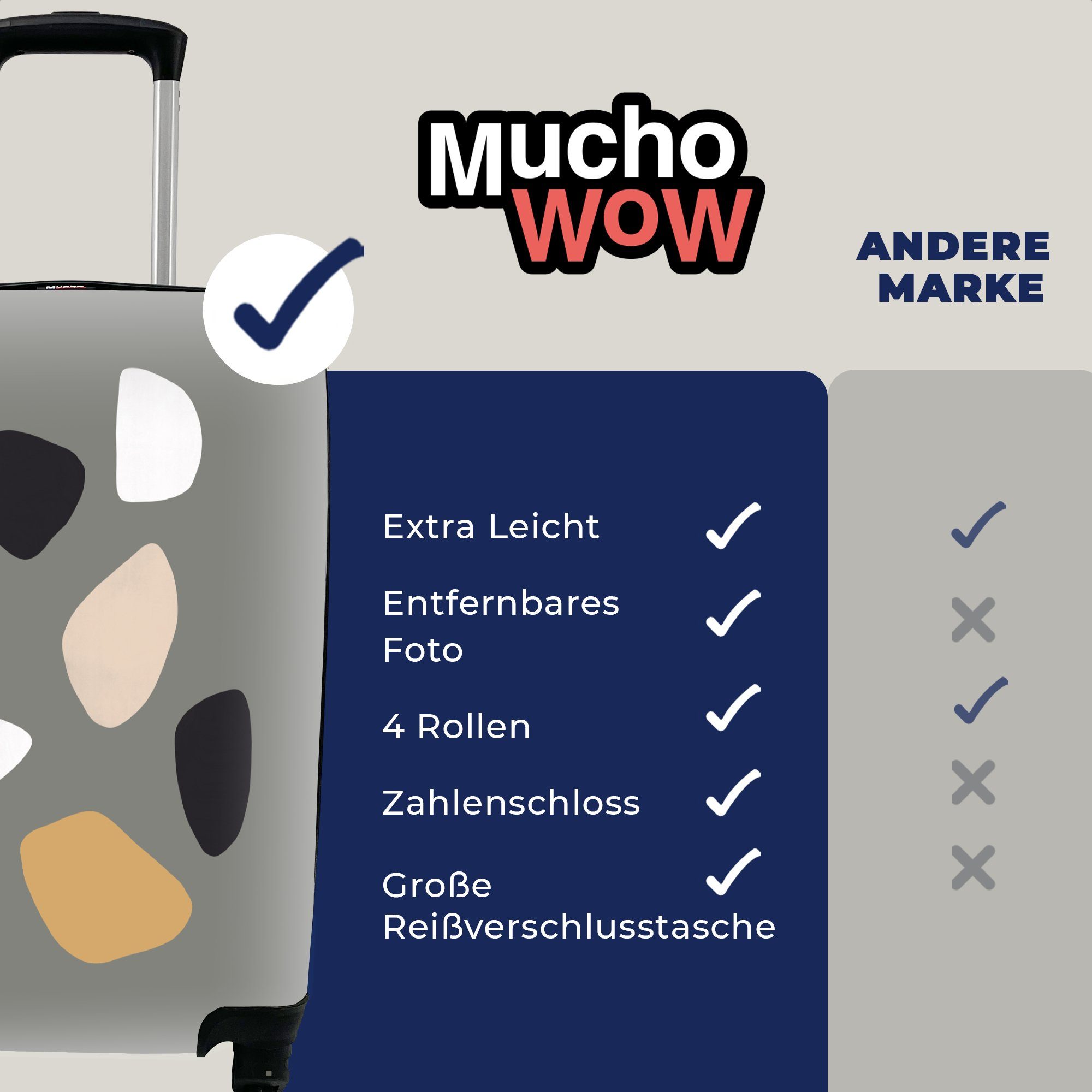 - Pastell Gestaltung, für MuchoWow Handgepäckkoffer 4 mit Ferien, Reisetasche - Rollen, Minimalismus Trolley, Handgepäck rollen, Reisekoffer