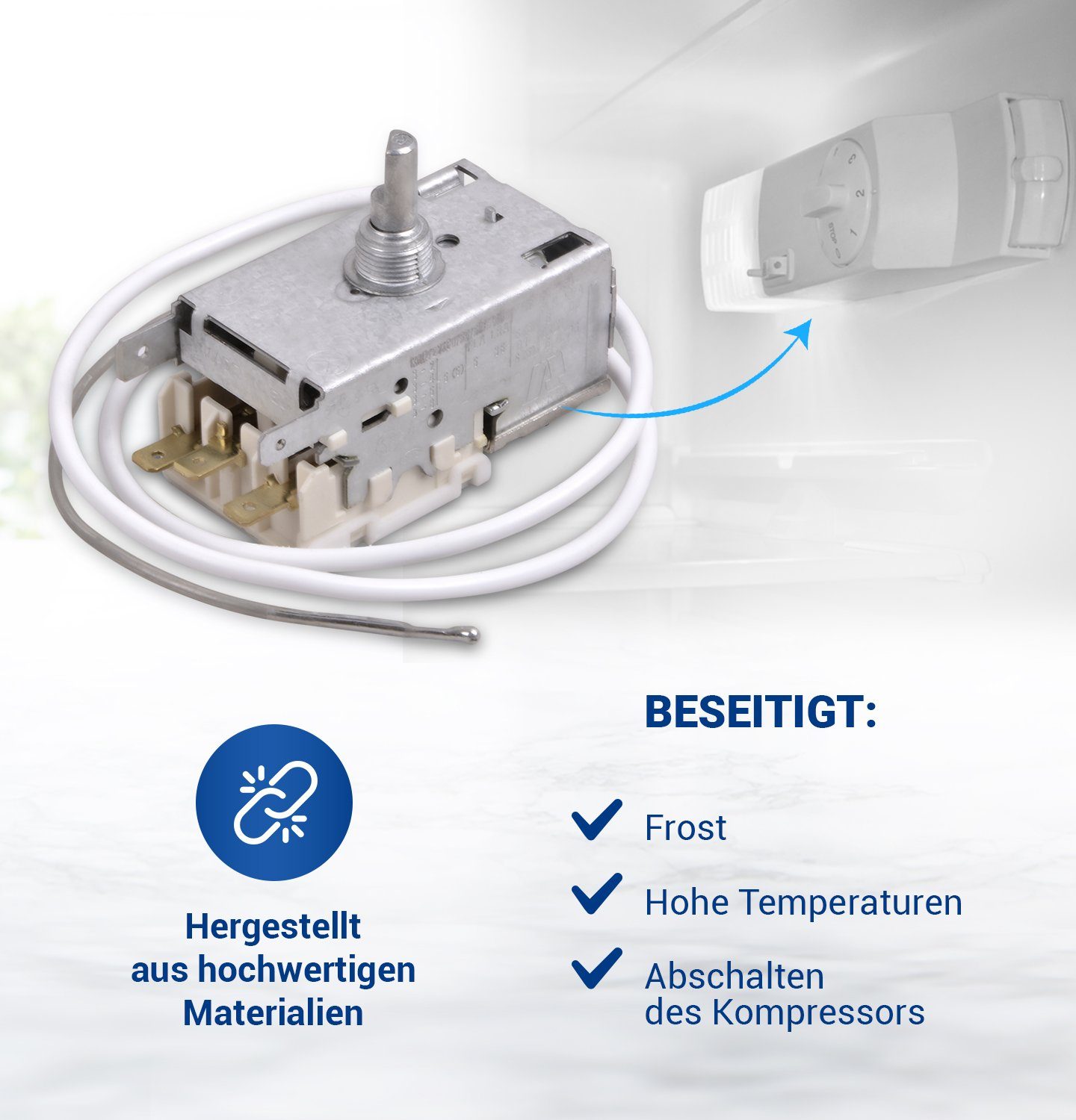3 Ersatz Thermodetektor Liebherr 6151097 AMP 4,8 VIOKS Kühlschrank, x für mm für Kühlthermostat