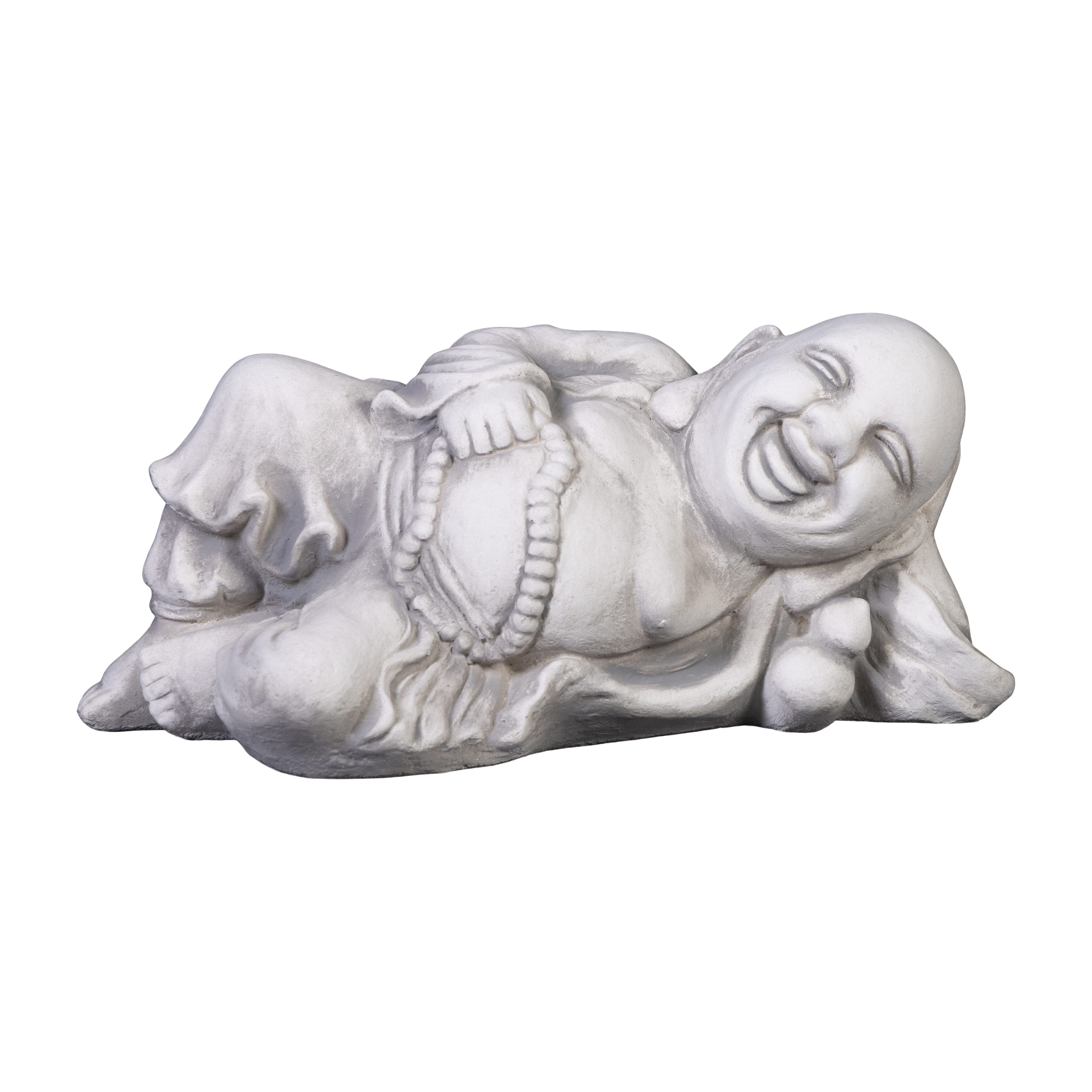 gartendekoparadies.de Gartenfigur Lachende Buddha Statue. Steinfigur, H. 18 cm, 14 kg, Frostsicher