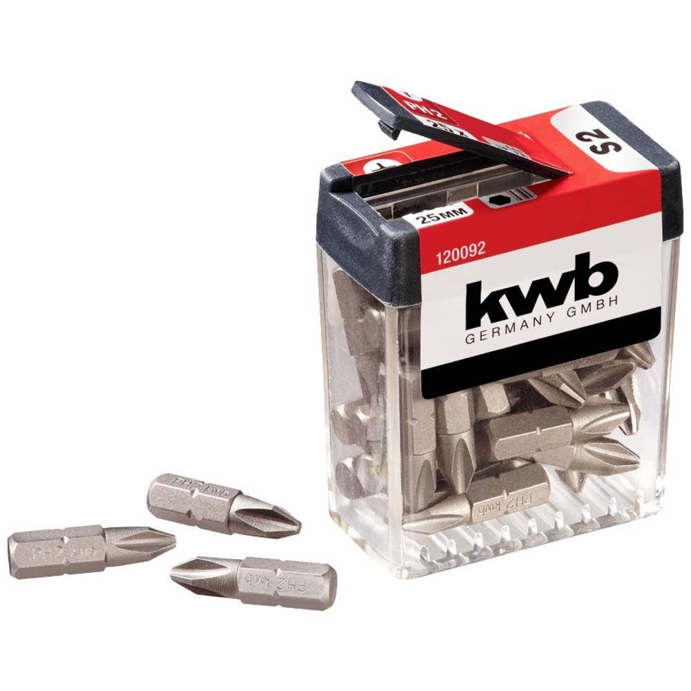 kwb Kreuzschlitz-Bit PH2-Bit Spender-Box – 25-teiliges Bit-Set mit PH2