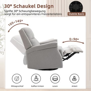 IDEASY Loungesessel Loungesessel, 360° drehbar, Kissen aus hochdichtem Schaumstoff, (mit Armlehnen), orange/weiß/grau/schwarz, Nietendesign, Neigungswinkel 105–145