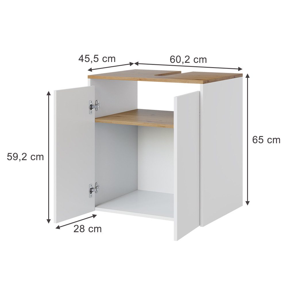Vicco Waschbeckenunterschrank Viktor, Weiß/Artisan, 60.2 x 65 cm (1-St)