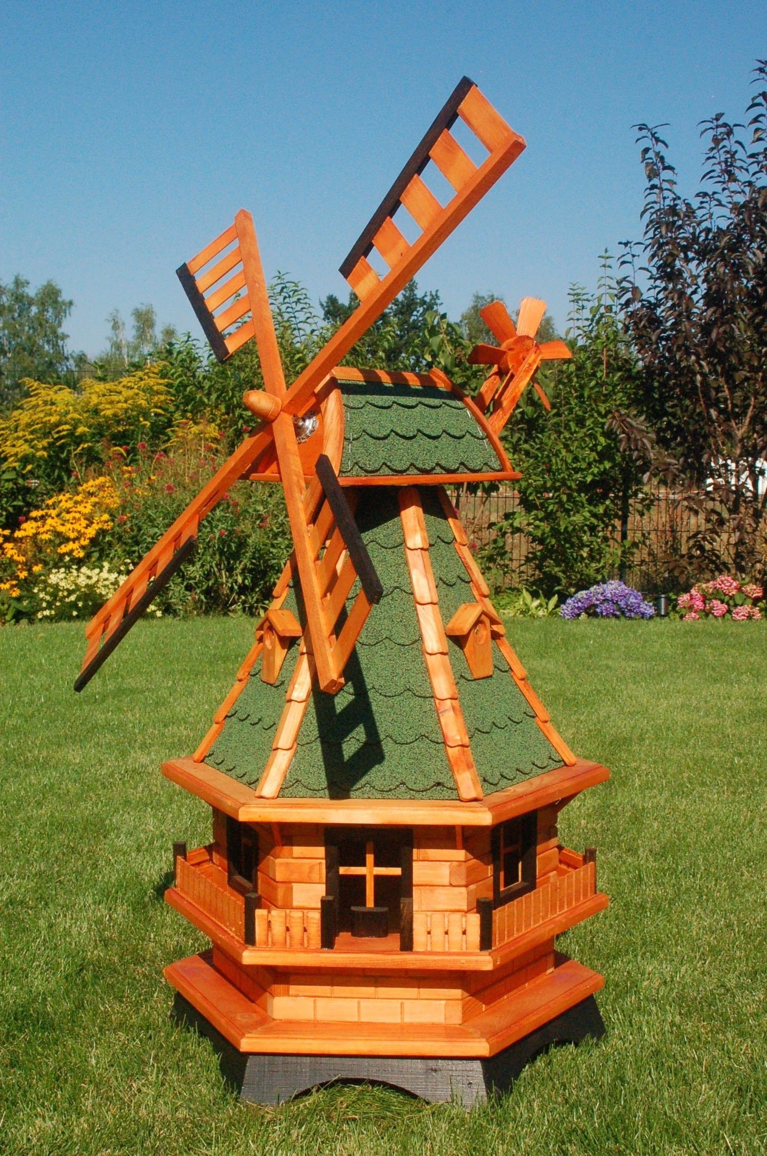 bitum, DSH Gartenfigur WM 100 Windmühle grün 95 HANNUSCH Gesamthöhe: Norddeutsche DEKO Gartenwindmühle SHOP cm