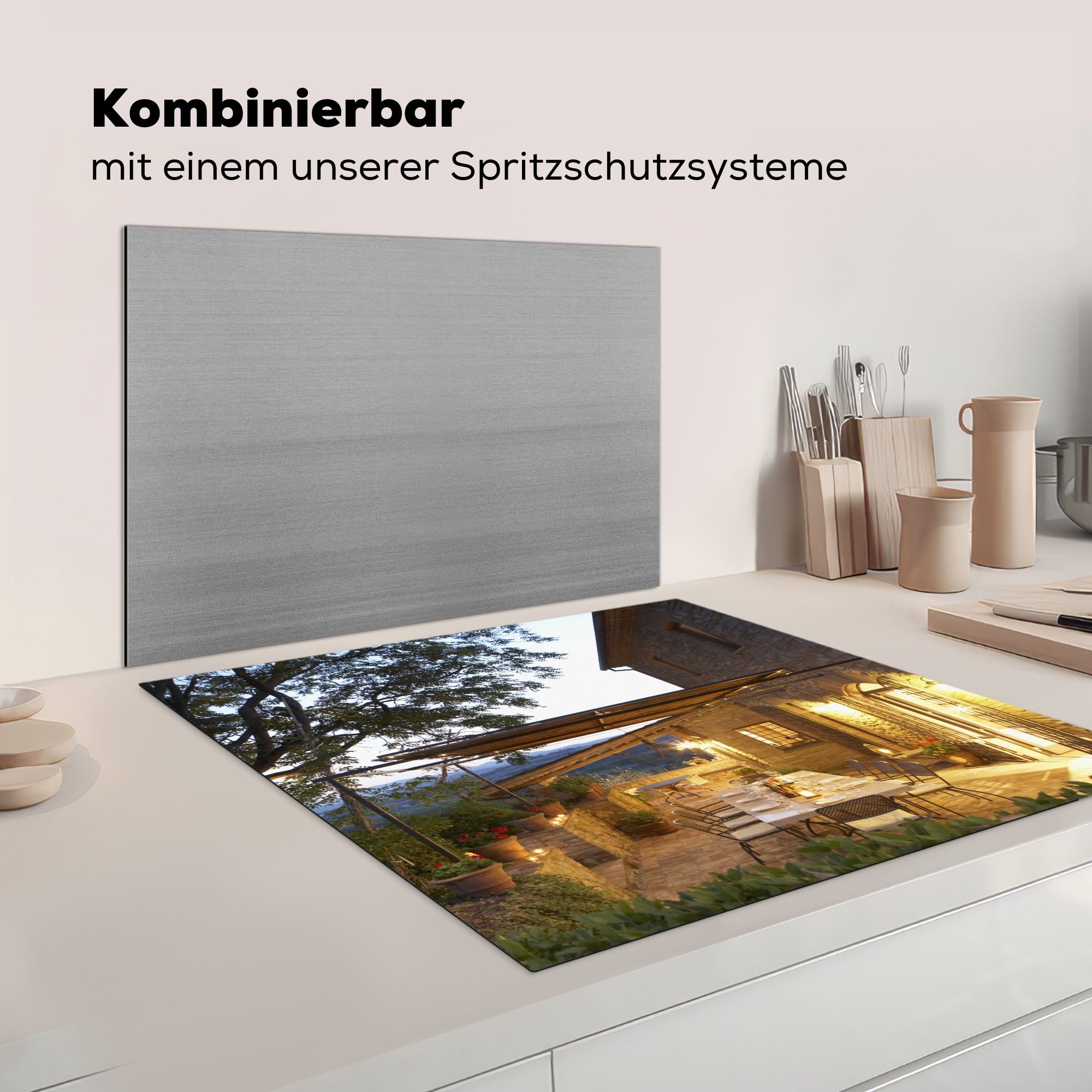 Herdblende-/Abdeckplatte Vinyl, für (1 einer Terrasse Ceranfeldabdeckung, 78x78 Villa, Arbeitsplatte tlg), küche MuchoWow cm, italienischen