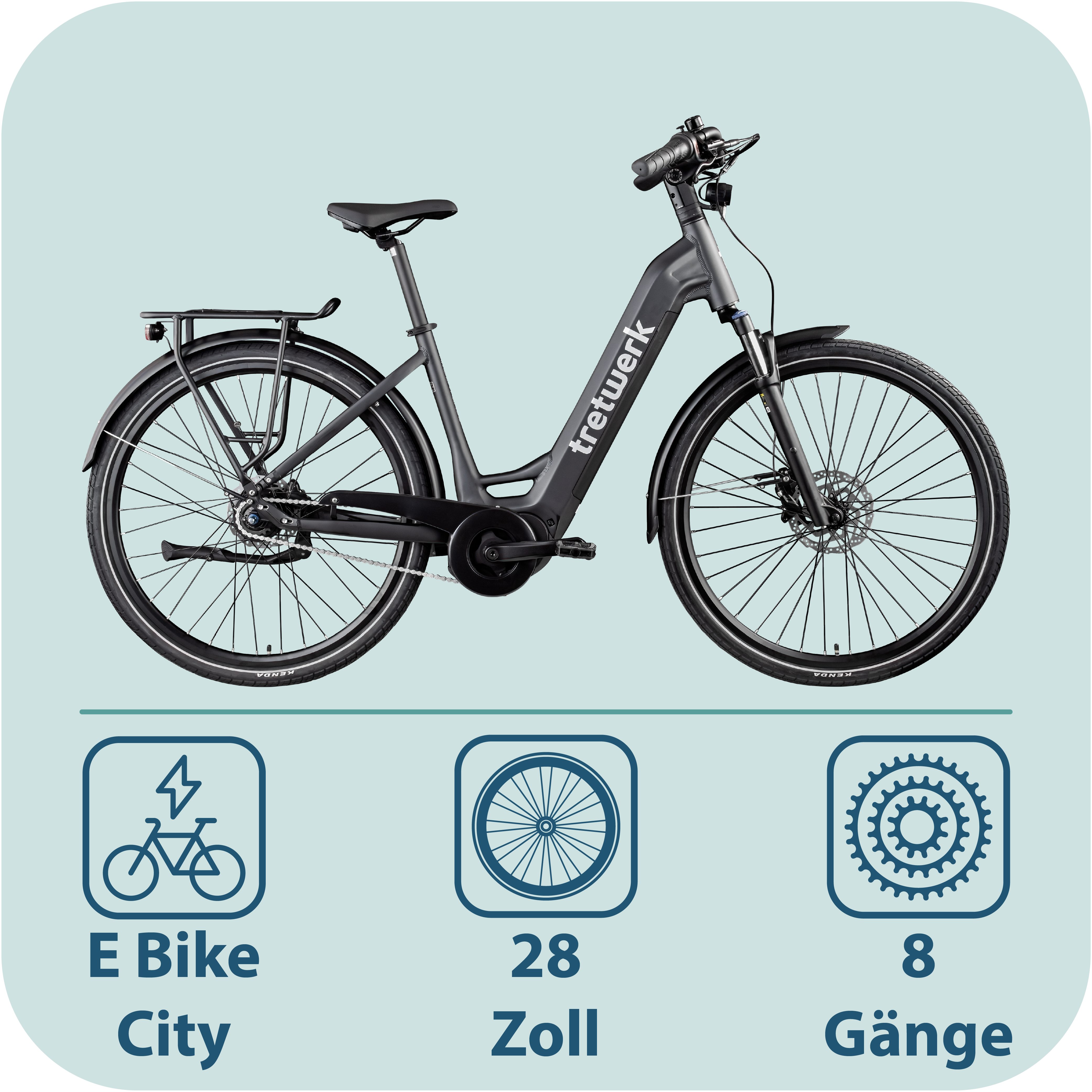 Tretwerk E-Bike Cityrad Amber Nexus, 8 Gang, Nabenschaltung, Mittelmotor, 550 Wh, Tretwerk Amber Nexus E Bike Damen 28 Zoll Elektrofahrrad 155 - 185cm