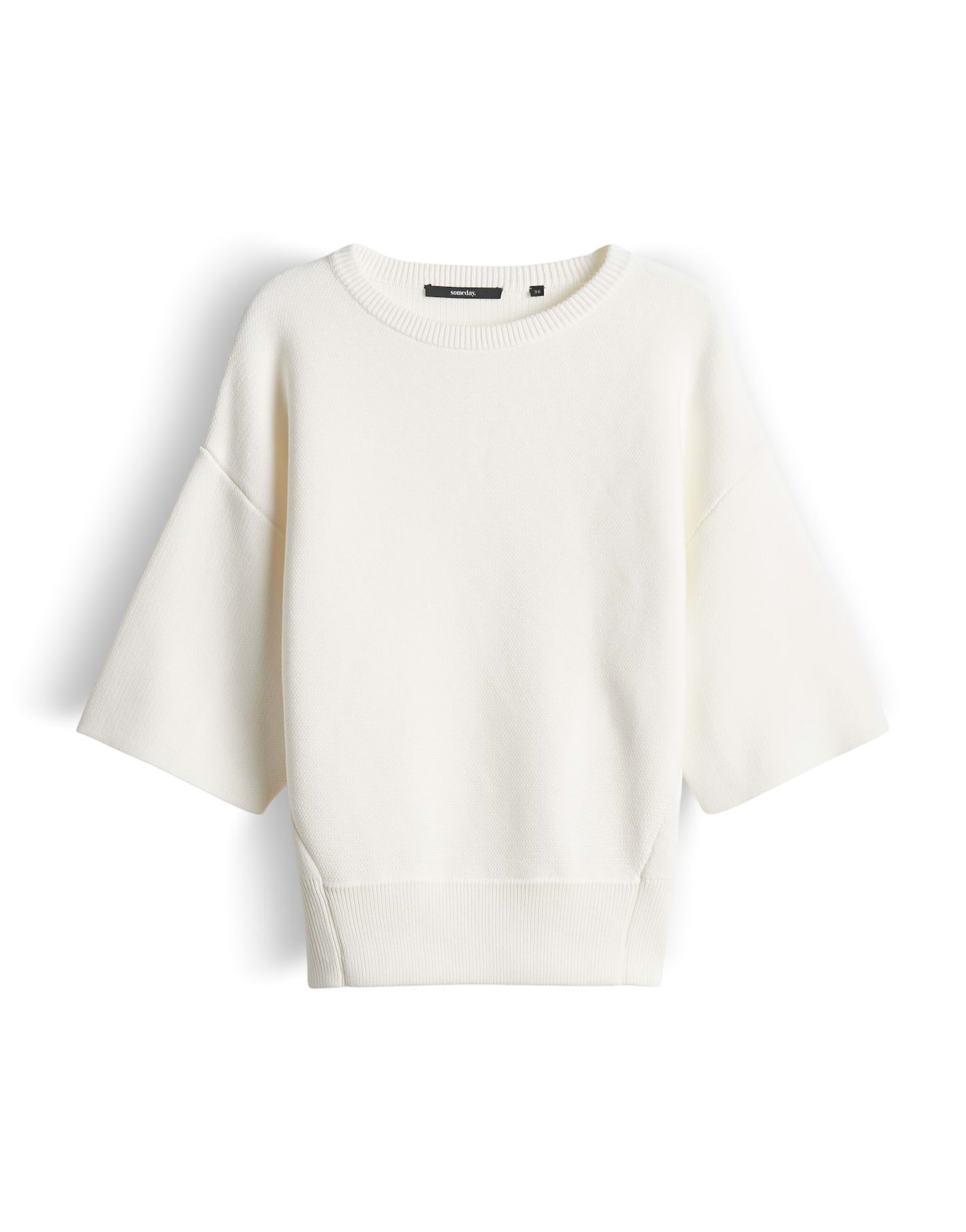 someday Kurzarmpullover Teoul Weite Passform, formstabil mit breitem Saum