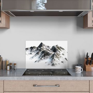 DEQORI Küchenrückwand 'Verschneites Bergmassiv', Glas Spritzschutz Badrückwand Herdblende