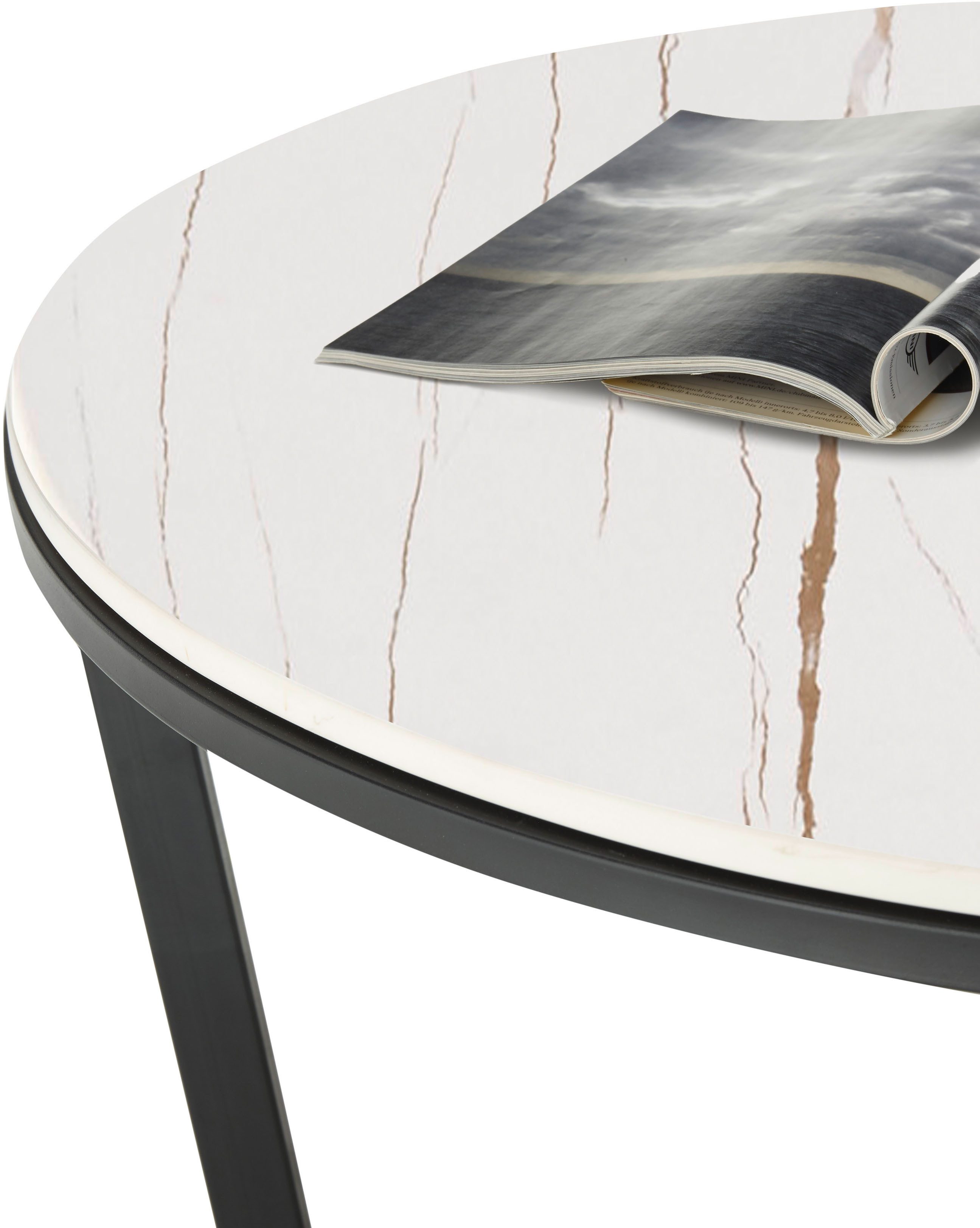 Stolkom Sp.z.o.o. Couchtisch HARPER 2, rund Keramik, Tisch-Platte marmorisiert