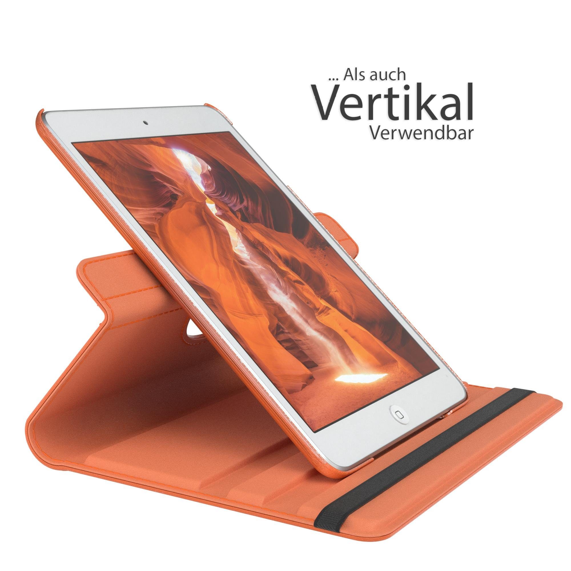 EAZY CASE Tablet-Hülle Rotationcase für Apple iPad Mini 1. / 2. / 3. Gen. 7,9 Zoll, Tabletschutz robust magnetisch verstellbar Klappetui mit Deckel Orange