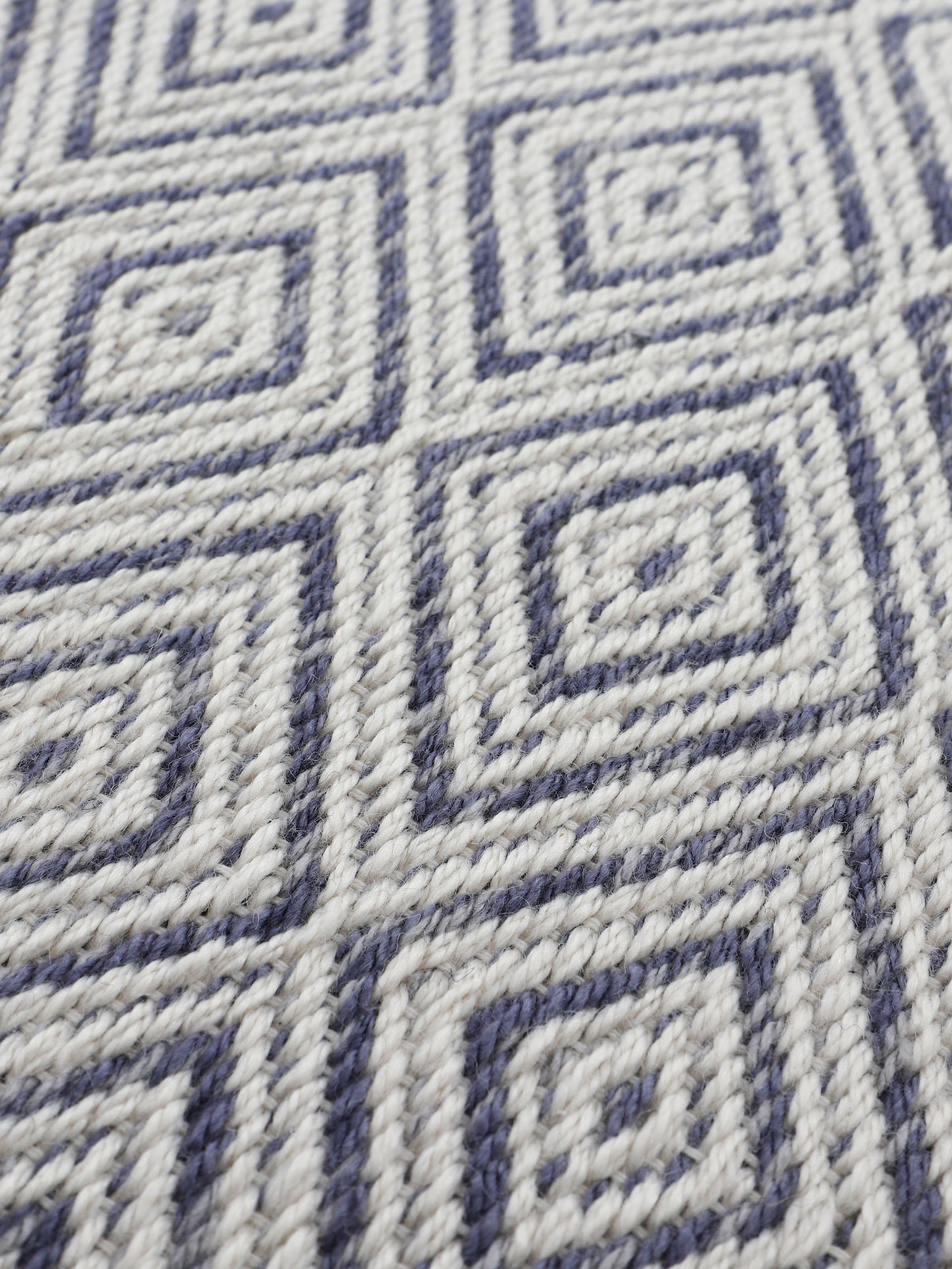 Teppich Frida 200, (PET), 7 Höhe: rechteckig, mm, carpetfine, Flachgewebe, 100% Optik Sisal blau Material recyceltem Wendeteppich