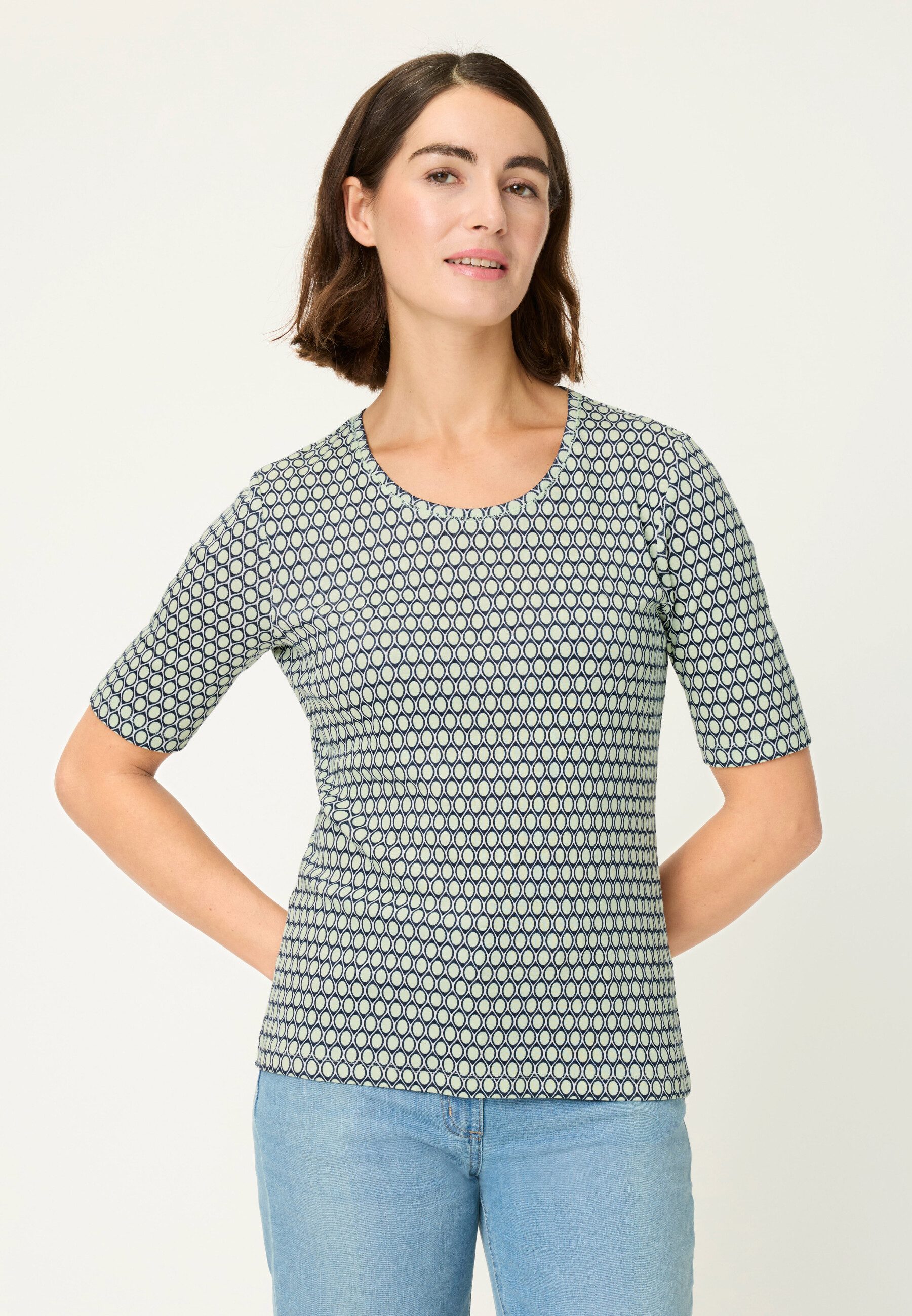 Olsen T-Shirt Shirt mit Allover-Dessin