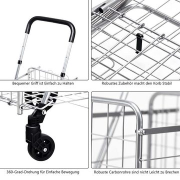 COSTWAY Einkaufstrolley, 48L+10L, mit verstellbarer Griff, klappbar