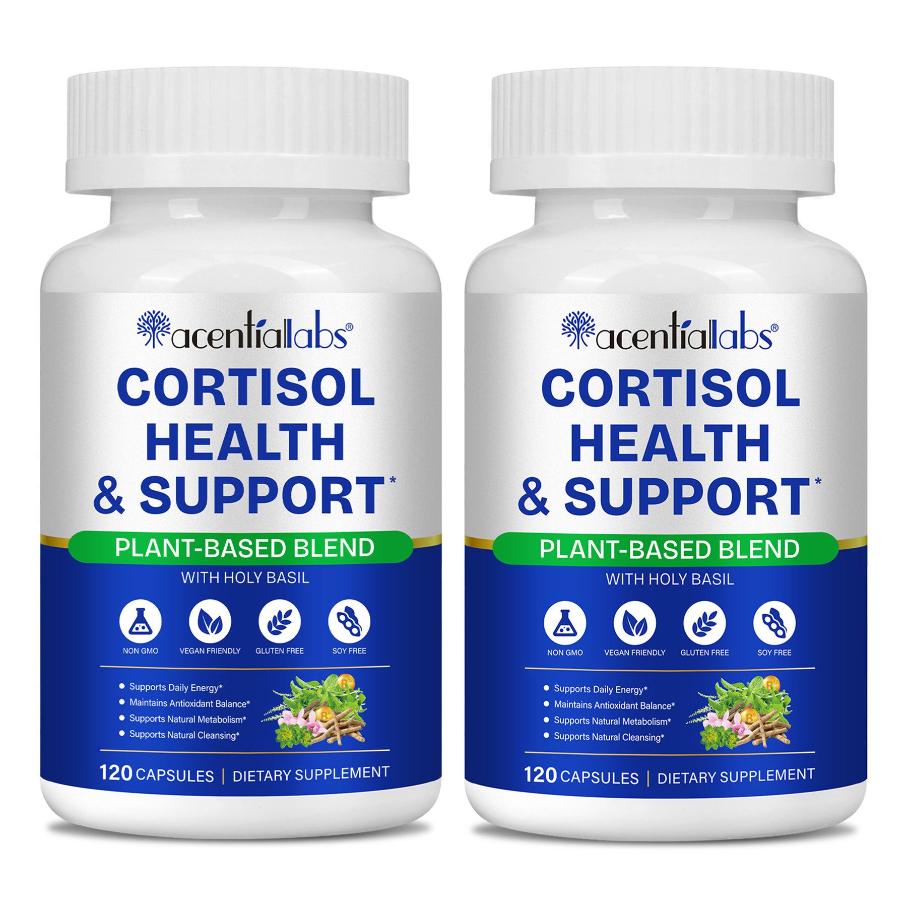 Acentiallabs Cortisol Support Unterstützung Komplex Ashwagandha Magnesium Kapseln, Allgemeines Wohlbefinden, Energiestoffwechsel