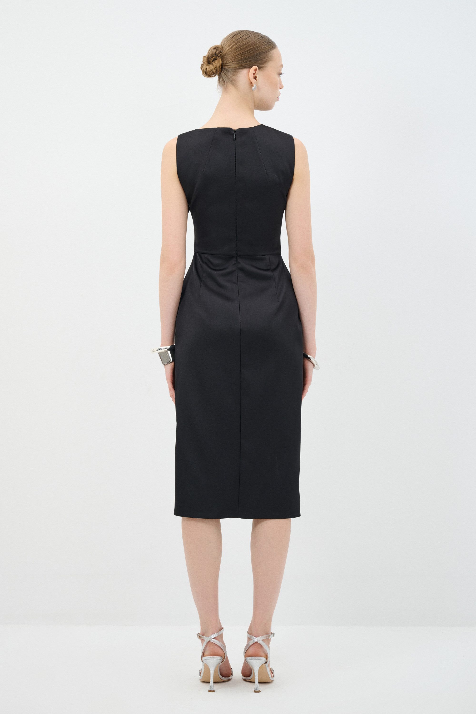 adL Abendkleid Ärmelloses Midikleid mit Knotendetail