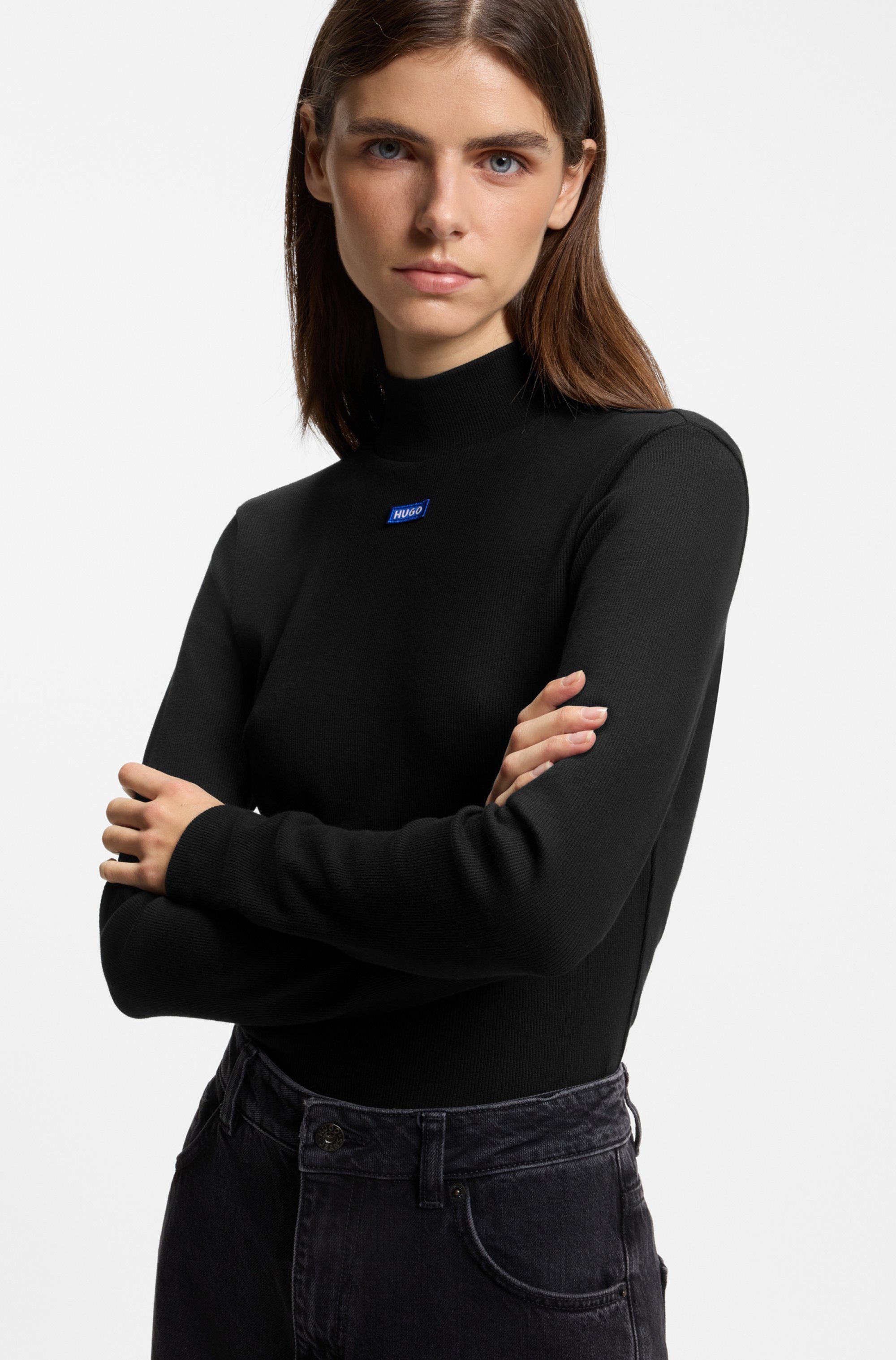 HUGO Longsleeve Easy Longsleeve mit Stehkragen – Bild 2 von 5