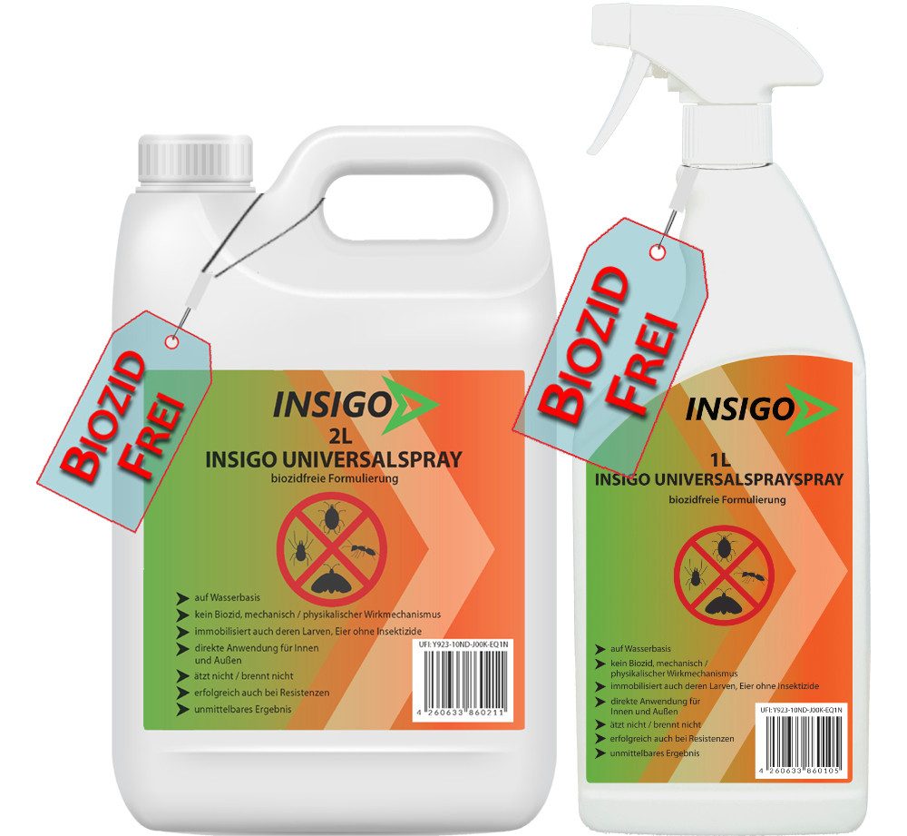 INSIGO Insektenspray Universalspray, Insektenspray, 3 l, biozidfreie Formel, auf Wasserbasis, geruchsarm, brennt / ätzt nicht