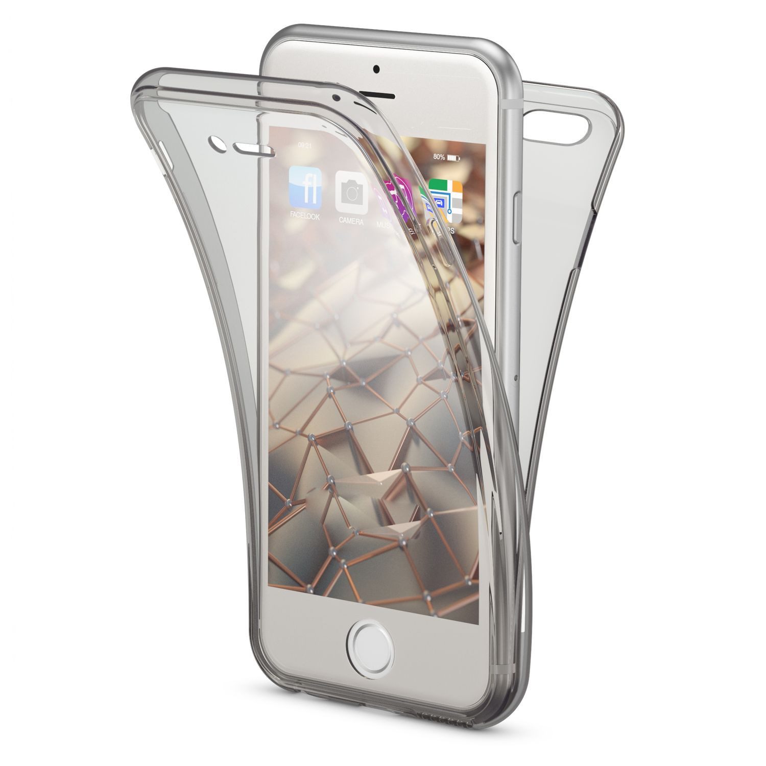Nalia Smartphone-Hülle Apple iPhone 6 Apple iPhone 6s 11,9 cm (4,7 Zoll), Transparente 360 Grad Silikon Hülle / Rundumschutz / Full Cover Etui