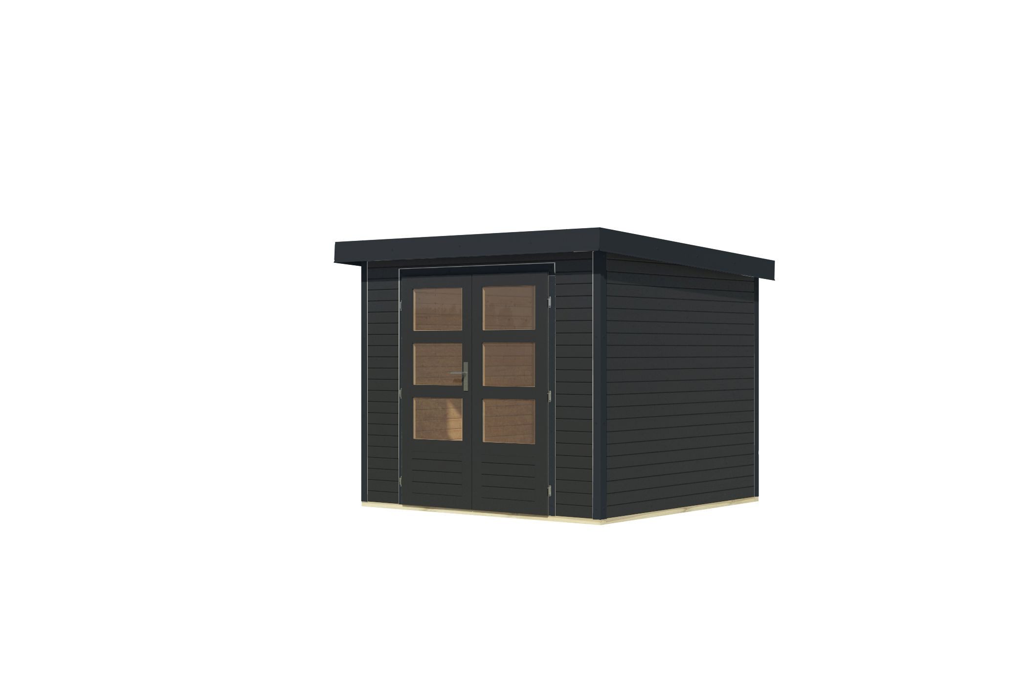Karibu Gartenhaus Gartenhaus Hollywood in versch. Größen und Farben, opt. mit Anbaudach, BxT: 239x213 cm, (1 Stück, Gartenhaus Hollywood XL, anthrazit), Größe XL, anthrazit