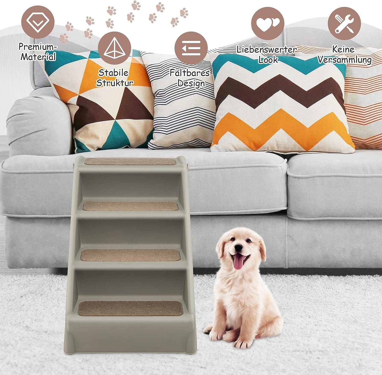 KOMFOTTEU Haustiertreppe Hundetreppe, mit 4 Stufen, günstig online kaufen