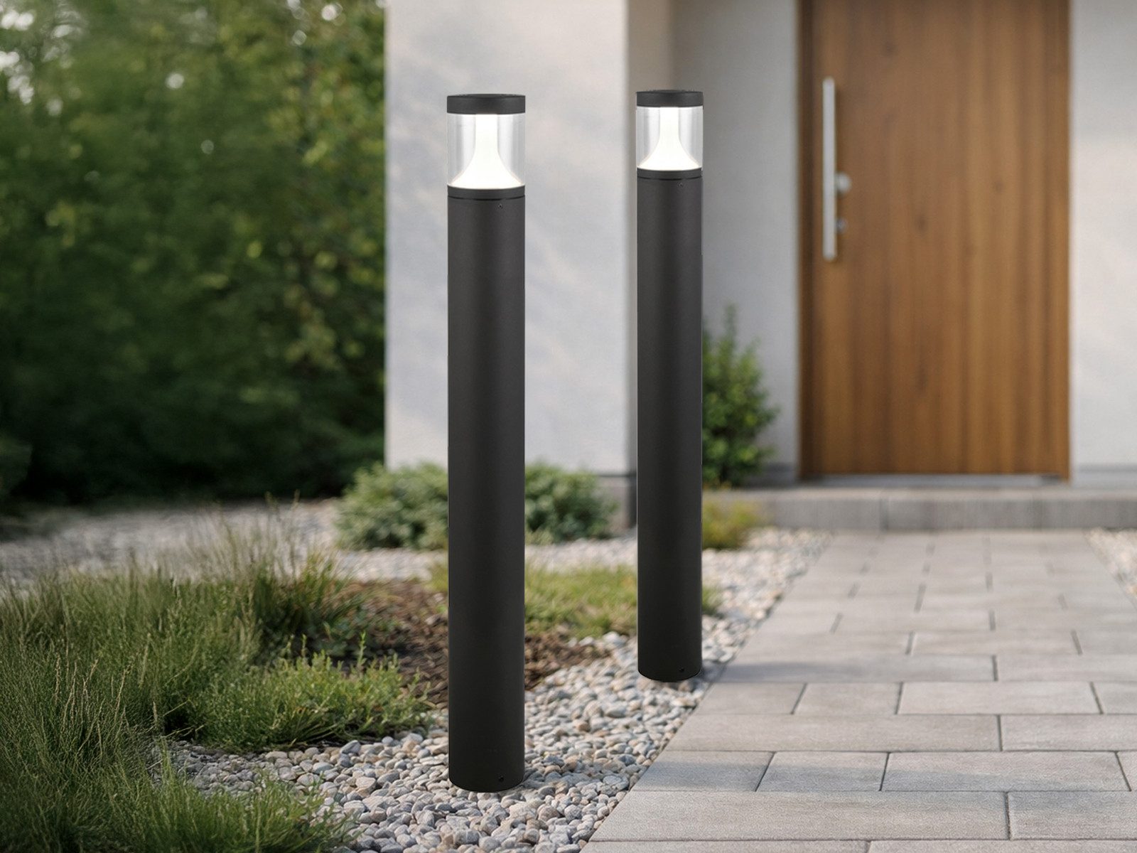 TRIO Leuchten LED Pollerleuchte 2er SET für Reihenschaltung, Höhe 100cm, Dimmfunktion, LED fest integriert, Warmweiß, Neutralweiß, Garten-Wegbeleuchtung, Außen-Leuchten wetterfest, Küstennähe geeignet