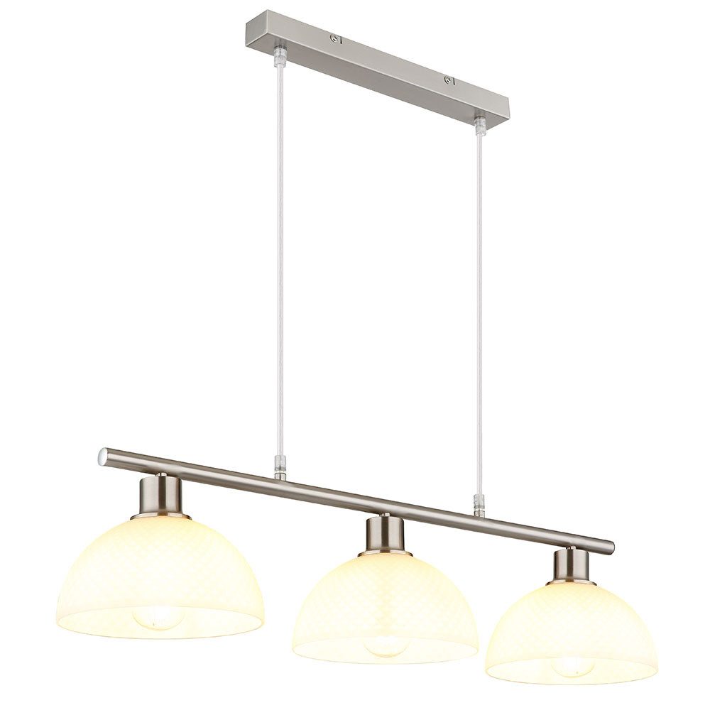 GLOBO LIGHTING Hängeleuchte, Leuchtmittel nicht inklusive, Pendelleuchte Hängeleuchte Metall Nickel matt Glas opal H 120 cm