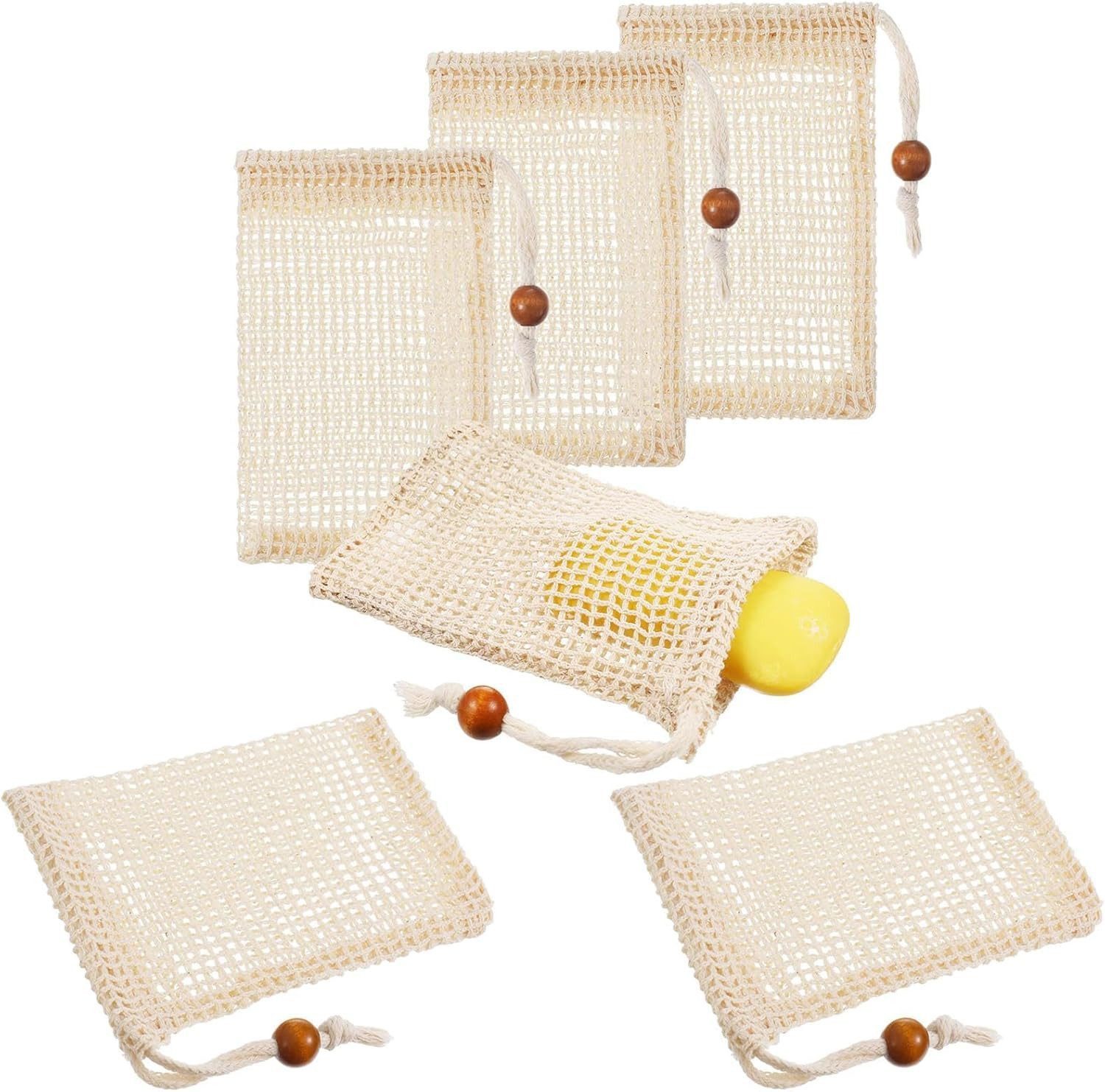 FOUORTUNATE-BEE Seifenhalter 6er Set Seifensäckchen zum Aufschäumen und Aufbewahren, 6-St., Seifenbeutel 6er Pack für Seife und reichhaltigen Schaum