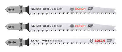 BOSCH Stichsägeblatt Expert Wood 2-side, Clean Set, T308B/BO, 3-teilig