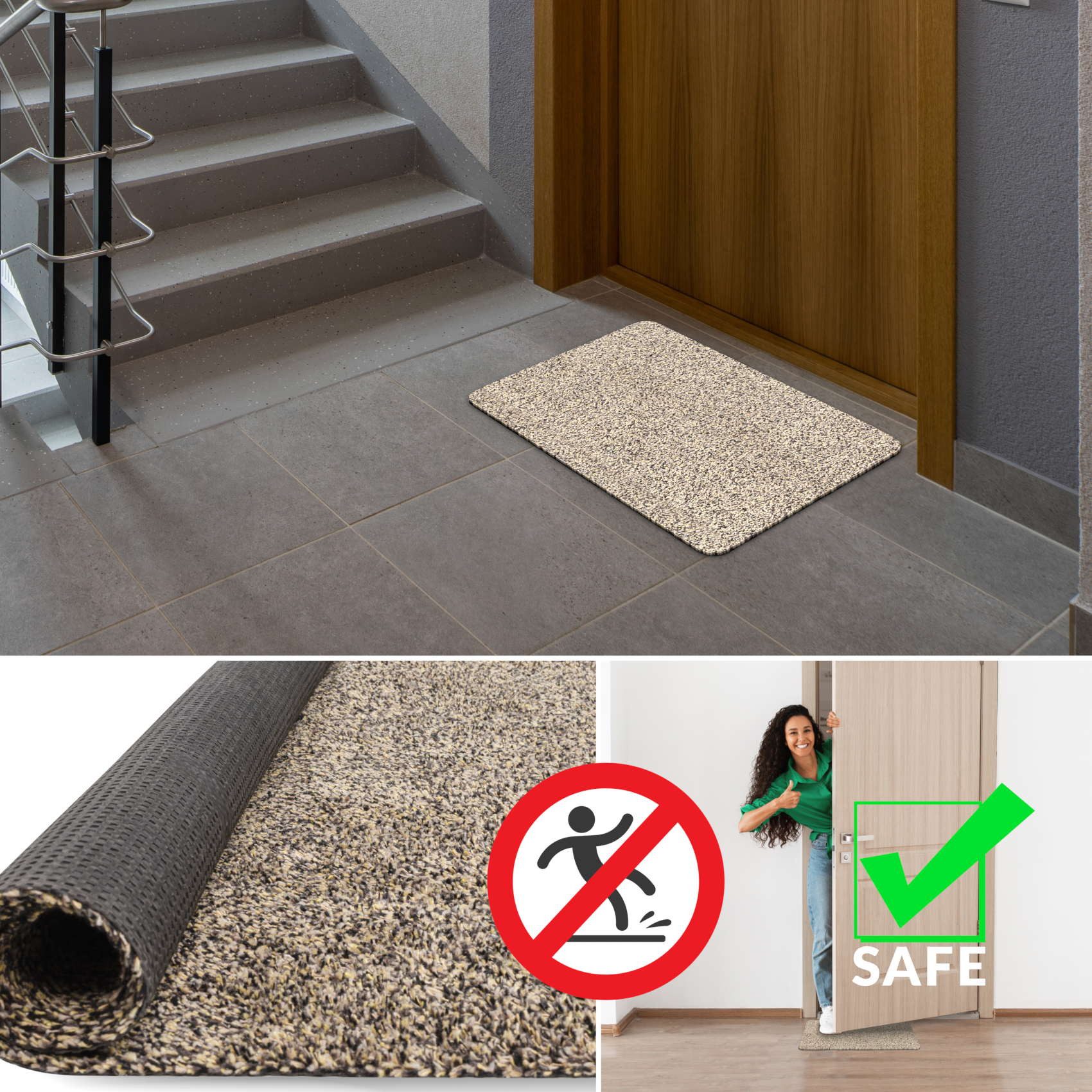 ANRO Fußmatte Türvorleger Schmutzfangmatte DOVER, rechteckig, Höhe: 4 mm, DUO-Getuftet Größe 40x60cm – Bild 4 von 5