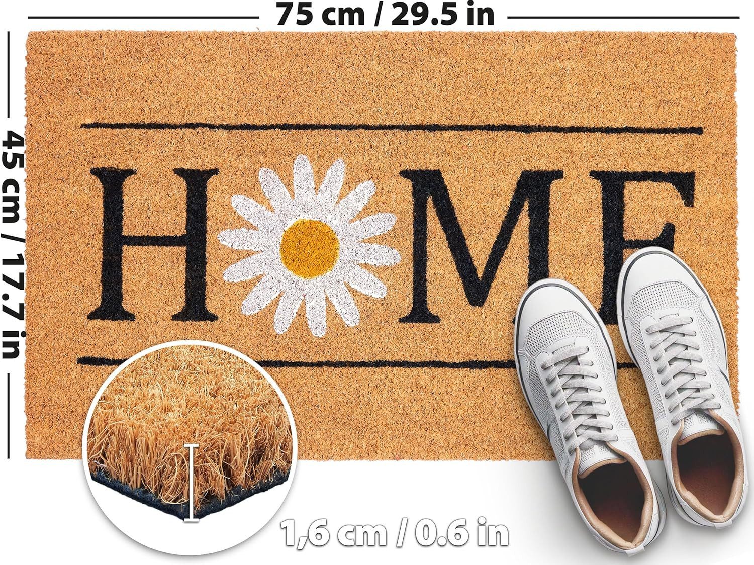 BRUBAKER Fußmatte 45 x 75 cm – Home mit Gänseblümchen - Schmutzfangmatte, R günstig online kaufen