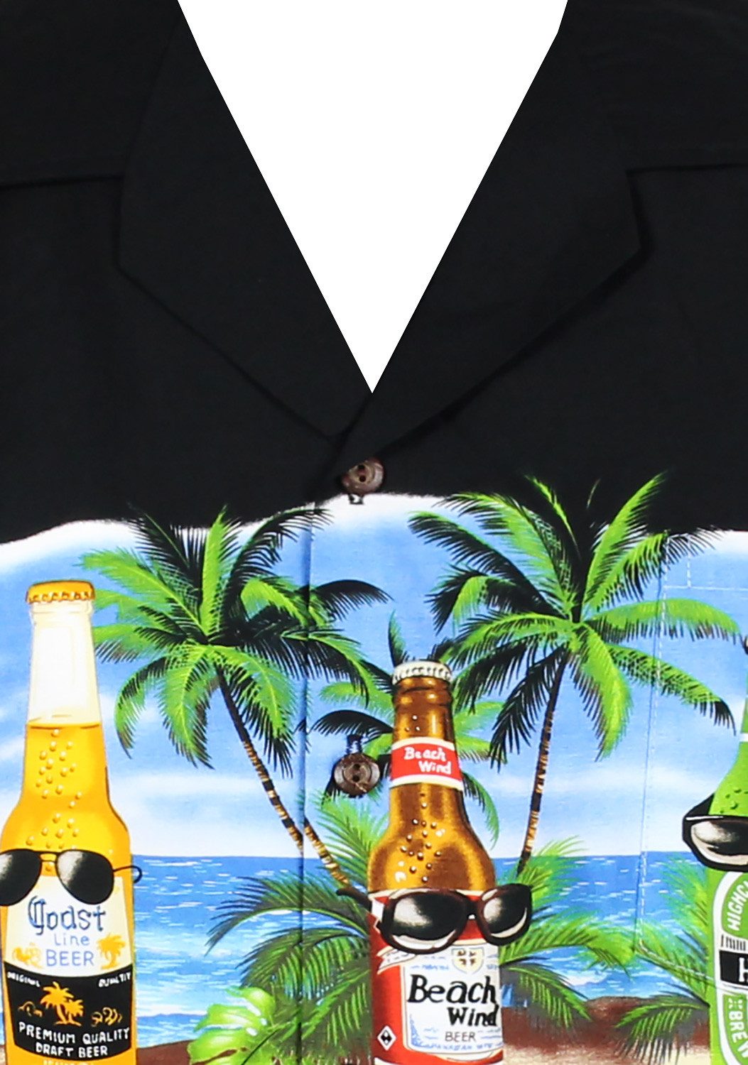 Pacific Legend Hawaiihemd "Corona Brustdruck" Herren Kurzarm Kokosknöpfe Original Hawaii
