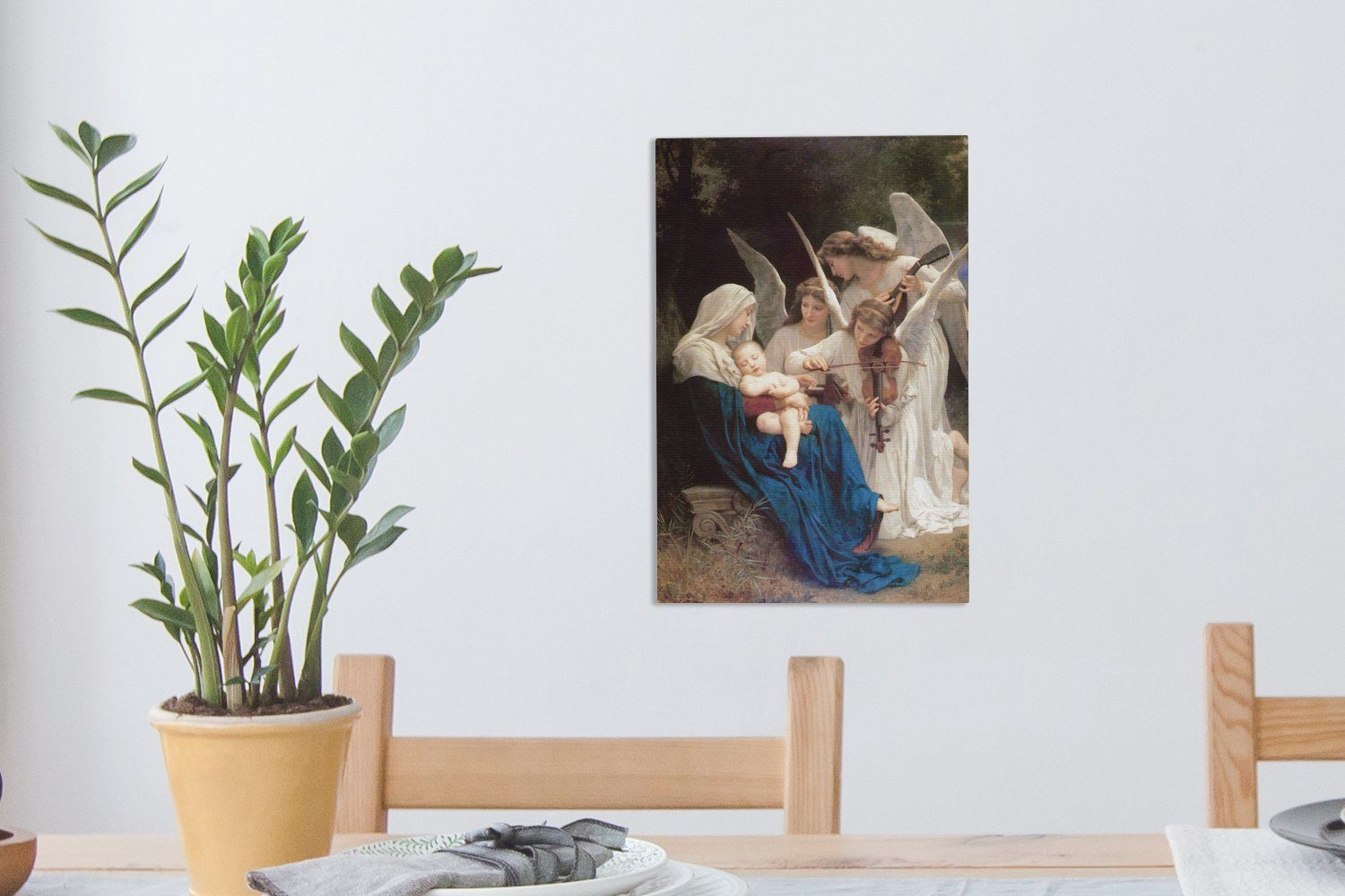 OneMillionCanvasses® Leinwandbild Gesang der Engel bespannt inkl. Gemälde, Bouguereau, Zackenaufhänger, 20x30 Leinwandbild von - Gemälde fertig St), William-Adolphe cm (1