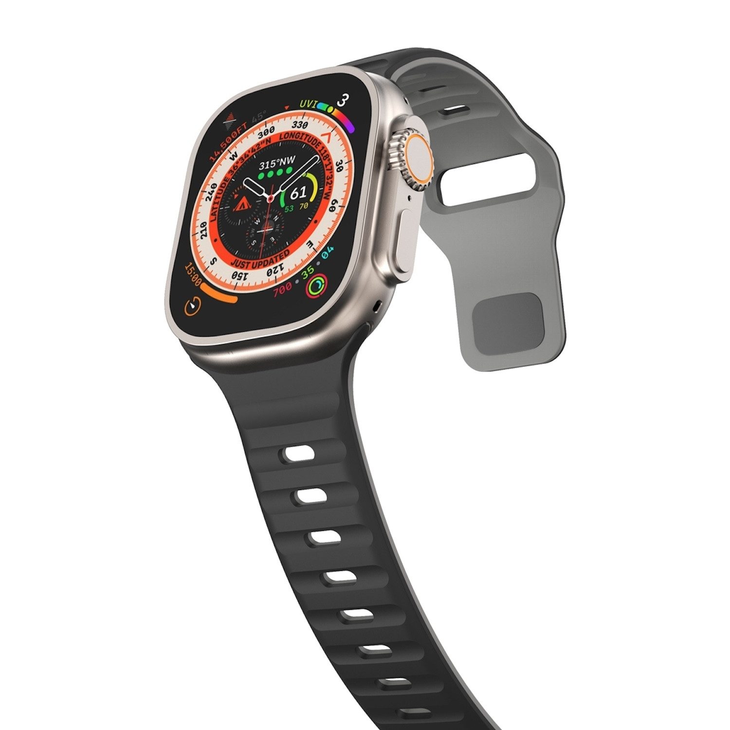 Wigento Smartwatch-Armband Für Apple Watch SE 2023 40mm Silikon Wellenstruktur Armband Schwarz, Silikonarmband mit umgekehrter Schnalle