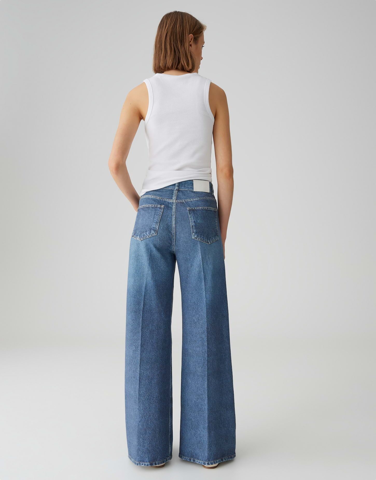OPUS PANTS Stoffhose CAPRIA CRUISE Palazzo Sweat Pants in Denim Look Fließender Schnitt mit modischem Denimprint