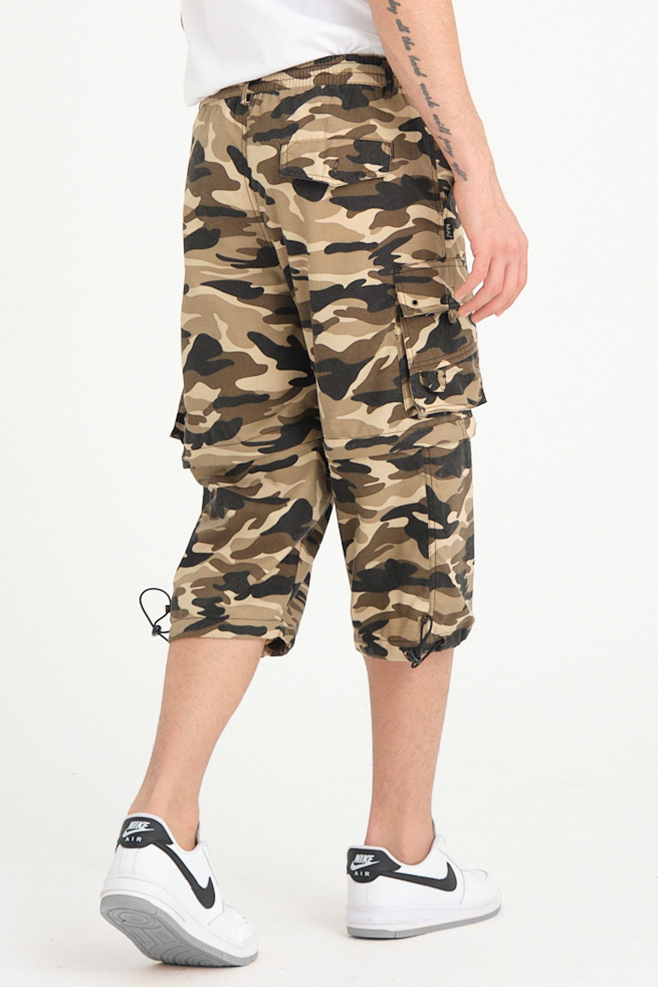 Kendindza Collection Cargoshorts Zipp Off Bermuda Shorts Herren kurze Hose 3/4 Hose Cargo Camouflage Taschen abnehmbare Beine kurze Hose Herren Cargoshorts Sommer