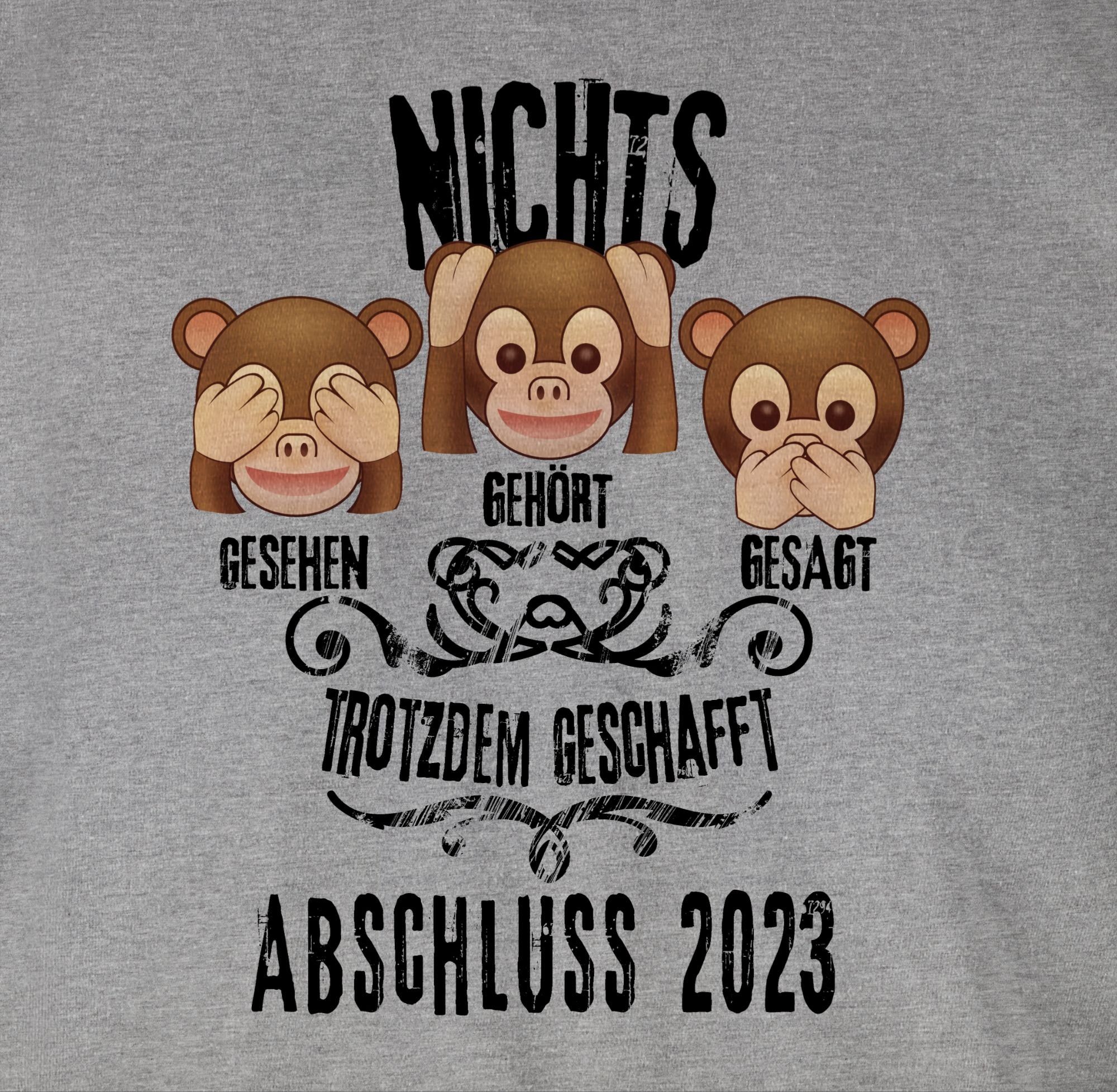 Abitur Affen T-Shirt 2023 2024 Grau meliert 3 Emoticons Abschluss Shirtracer 2 ABSCHLUSS Geschenk &