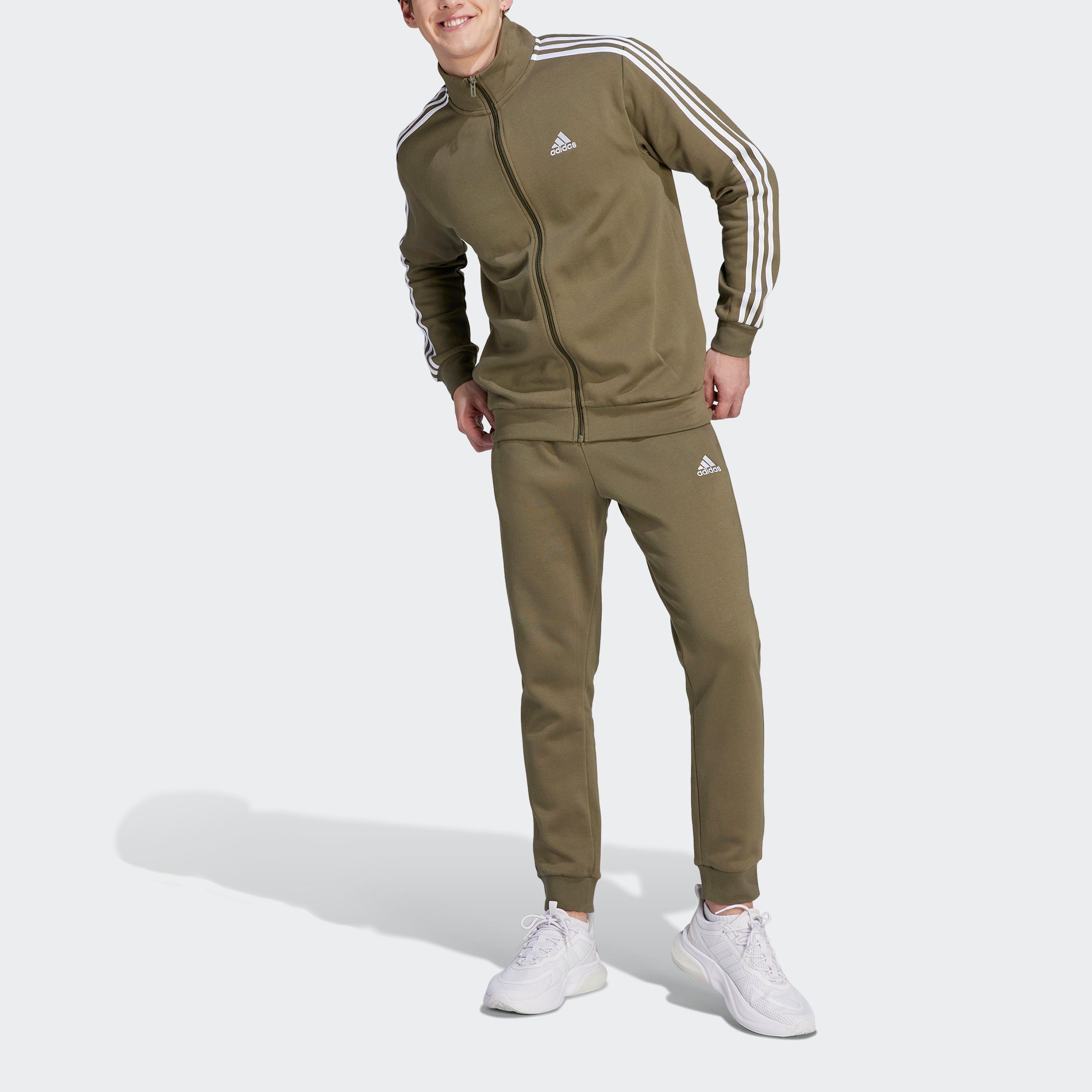 Sportswear (2-tlg) Trainingsanzug Olive adidas BASIC Strata 3-STREIFEN