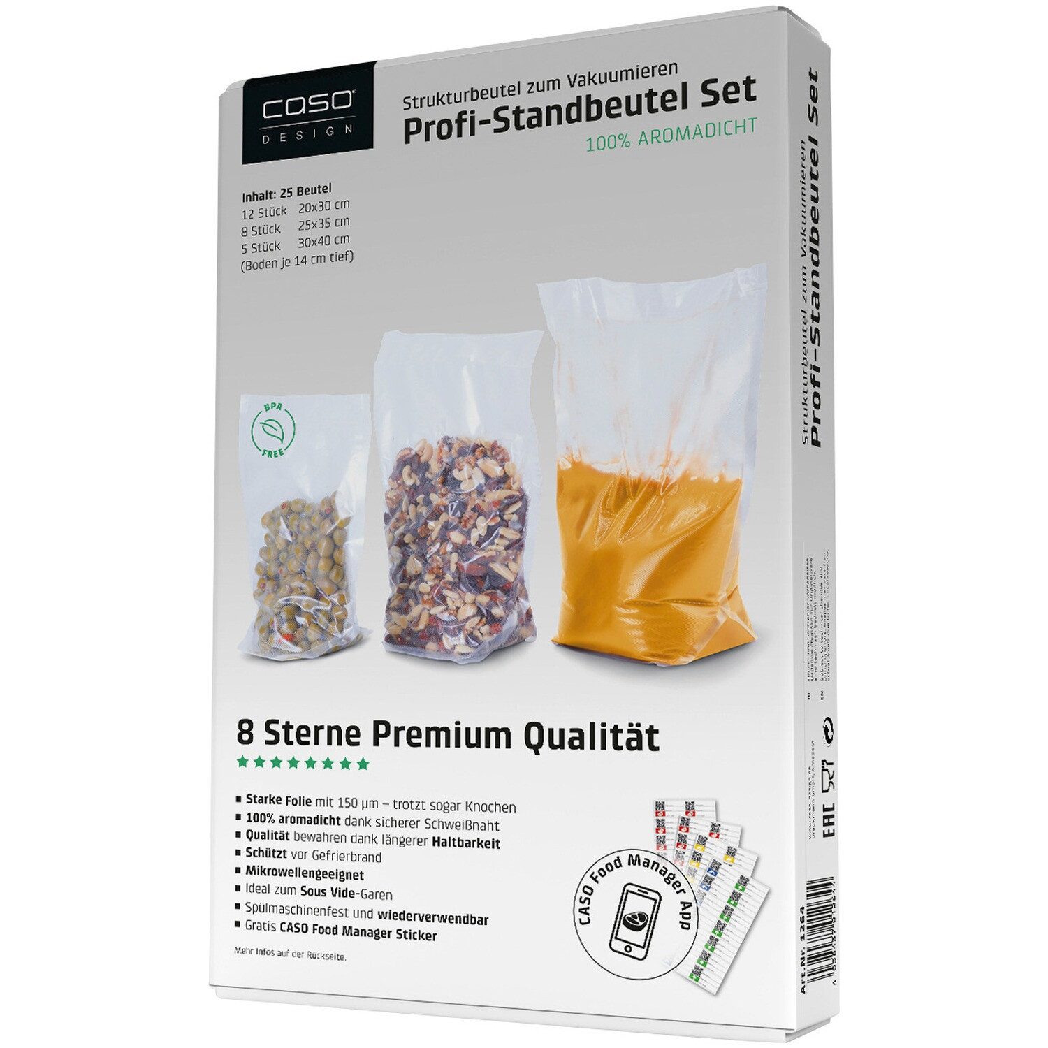 Caso Vakuumier-Folienrollen Profi-Standbeutel Set