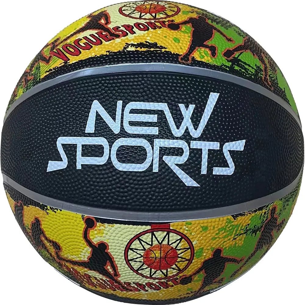 Basketball New Sports Basketball schwarz/bunt, Größe 7, unaufgblasen