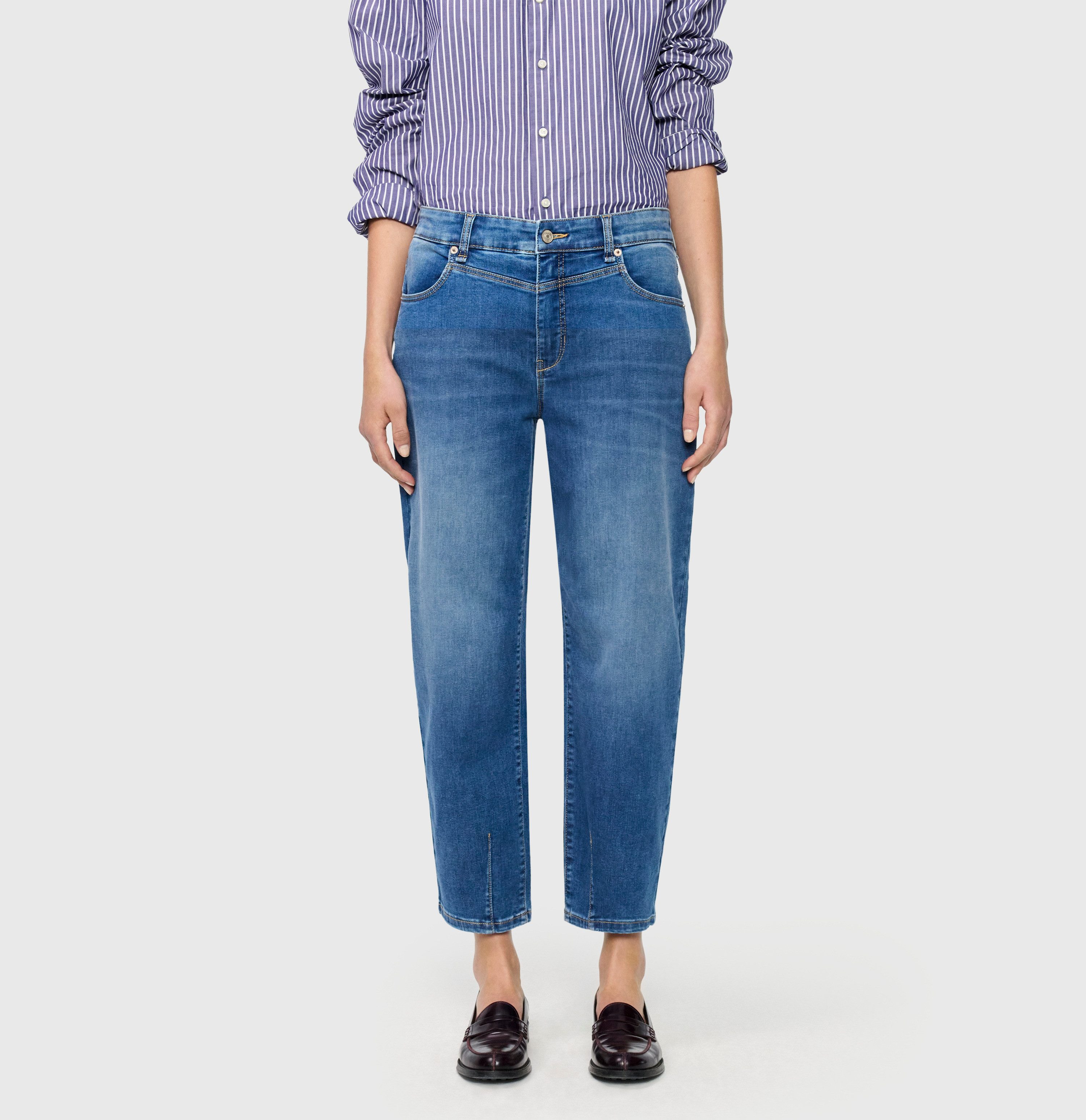 MAC Relax-fit-Jeans BOBBIE Barrel Jeans mit modernen Naht-Details