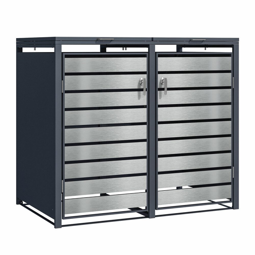 Phoenix Mülltonnenbox Phoenix Aufbewahrungsbox doppel Mülleimer Galvanisierter Stahl Silber (1 St)