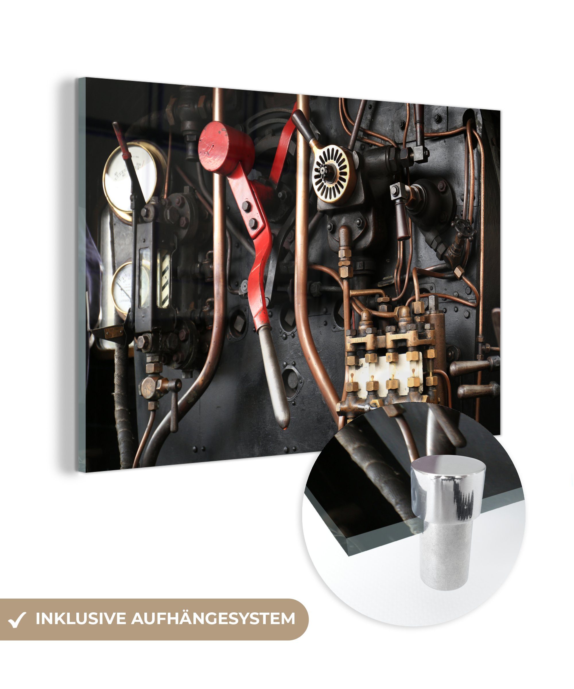 MuchoWow Acrylglasbild Details zum Dampfzug, (1 St), Acrylglasbilder Wohnzimmer & Schlafzimmer
