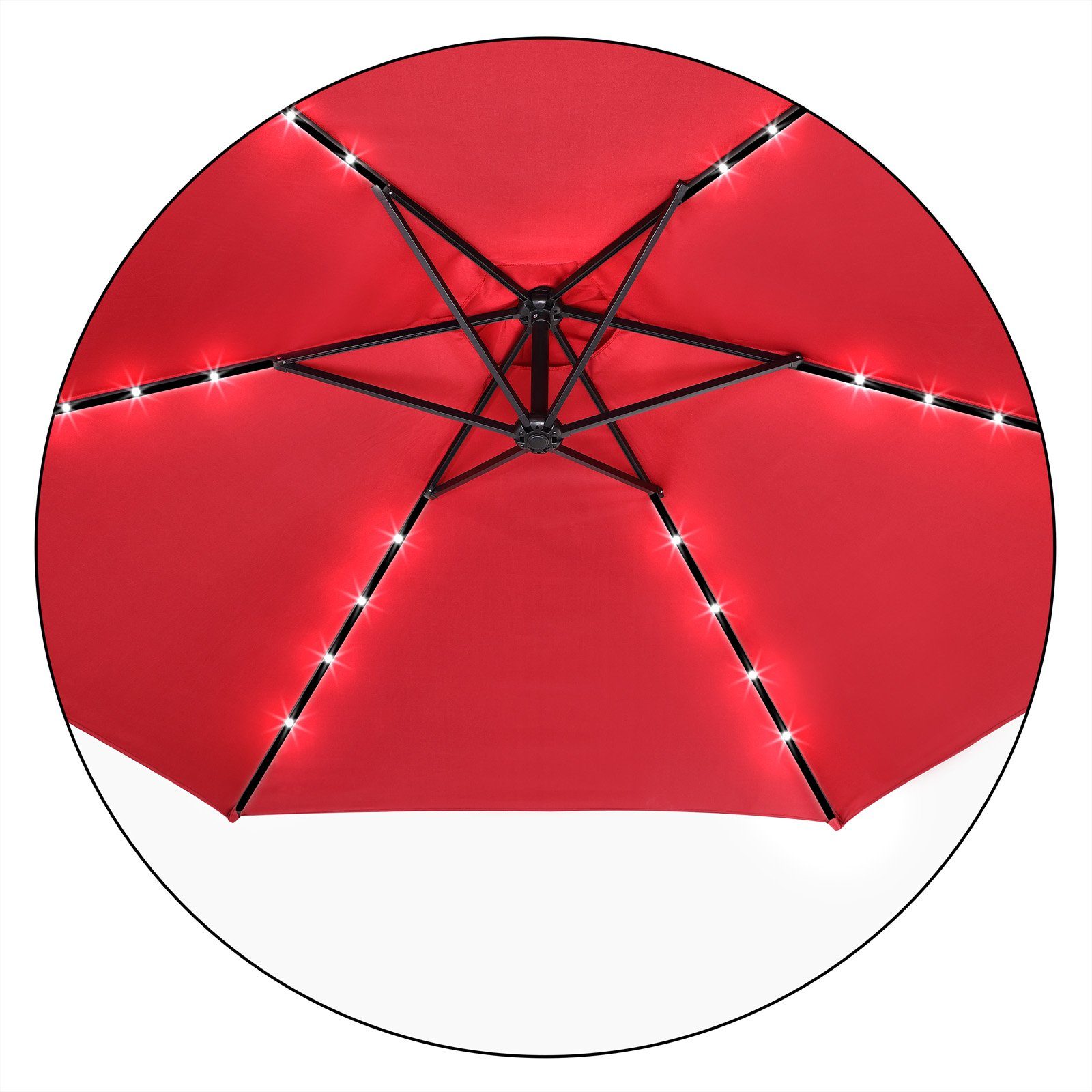 Kingsleeve Ampelschirm, LED Beleuchtung Solarbetrieben Neigbar Wasserabweisend