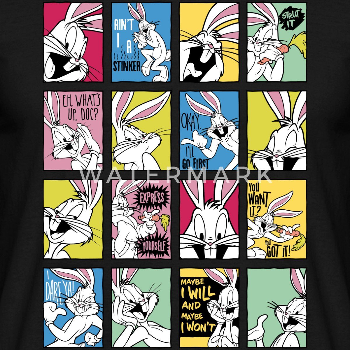 Spreadshirt T-Shirt Looney Tunes Bugs Bunny Kacheln Männer T-Shirt (1-tlg)