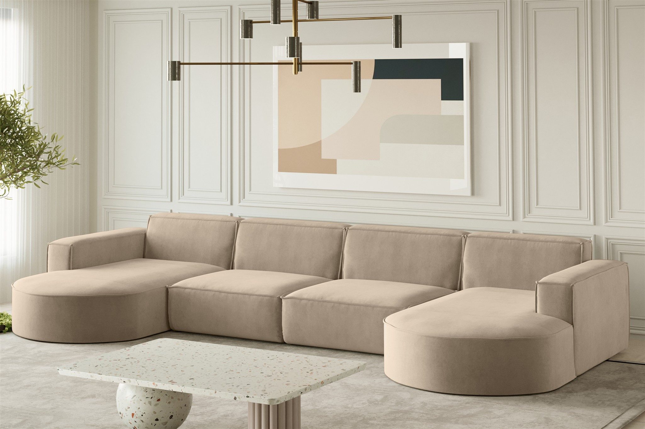 Fun Möbel Wohnlandschaft U-Form Sofa PALMA XL in Stoff Noel und Scala, auch in Ausführung Gesamtbreite 299 cm erhältlich, Rundumbezug