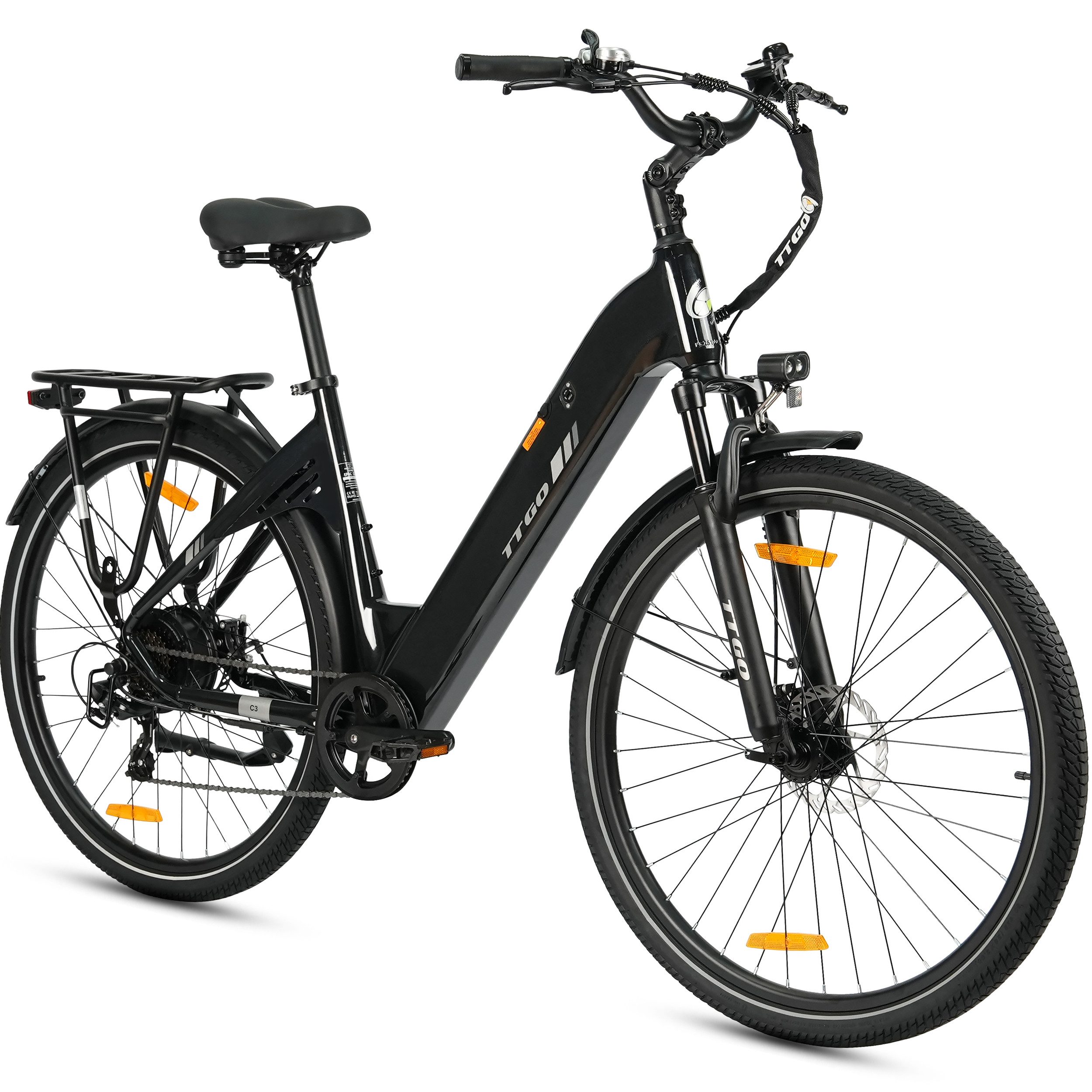 TTGO E-Bike Cityrad C3-SE E-Fahrrad 648WH Pedelec, 36V 18 AH 120 km Reichweite, 7 Gang, Kettenschaltung, Heckmotor, 648 Wh, Cityrad 7 Gang Shimano,Scheibenbremsen Scheibenbremse, Kettenschaltung