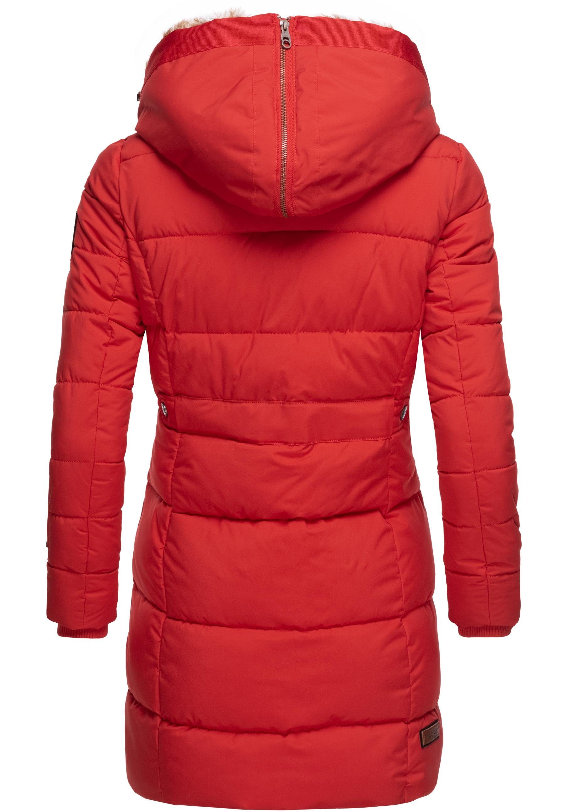 Marikoo Wintermantel Lieblings Jacke stylischer Winter Steppmantel m. Kunstpelz-Kapuze