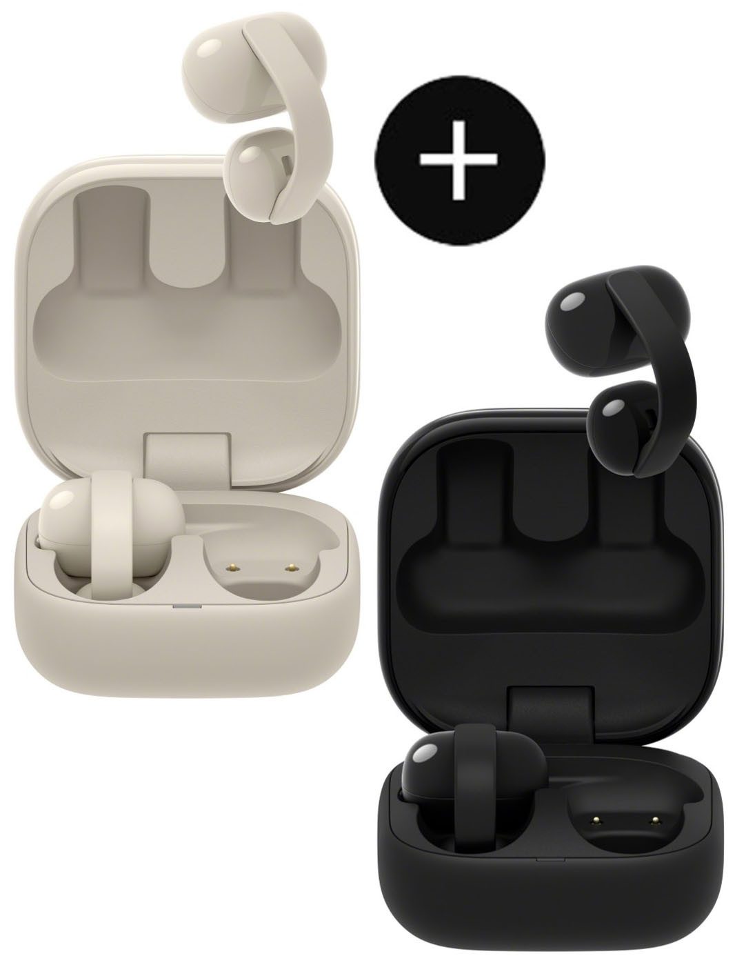 Sony 2erSet LinkBuds Clip WF-LC900B + WF-LC900C Open-Ear-Kopfhörer (Rauschunterdrückung, True Wireless, integrierte Steuerung für Anrufe und Musik, Bluetooth, Set WF-LC900B schwarz + WF-LC900C greige)