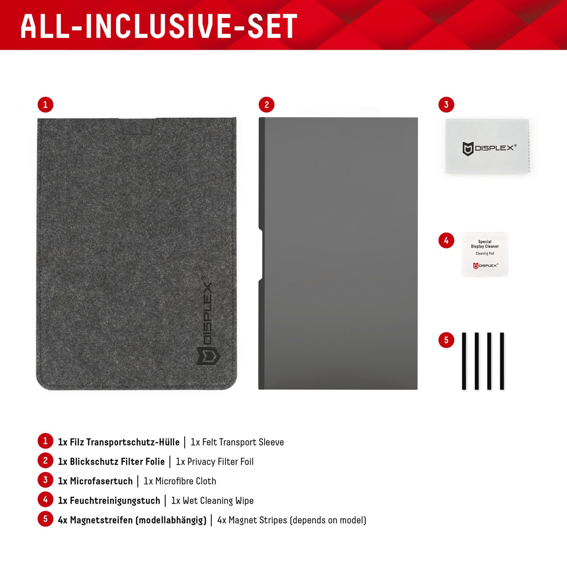 Displex Displayschutzfolie Privacy Safe Blickschutzfilter für Apple MacBook Air 15, Blickschutzfolie